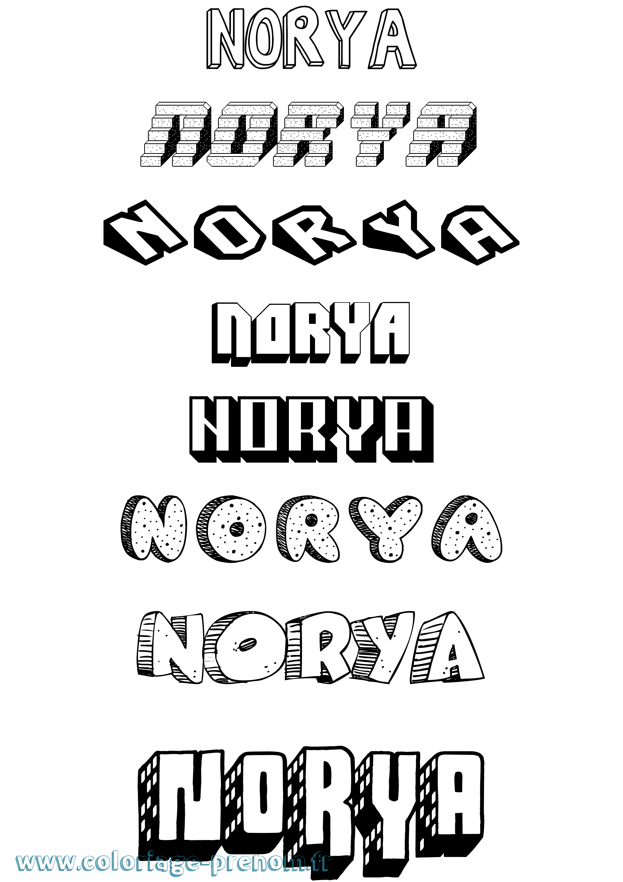 Coloriage Norya Effet 3D Coloriage prénom Norya Effet 3D