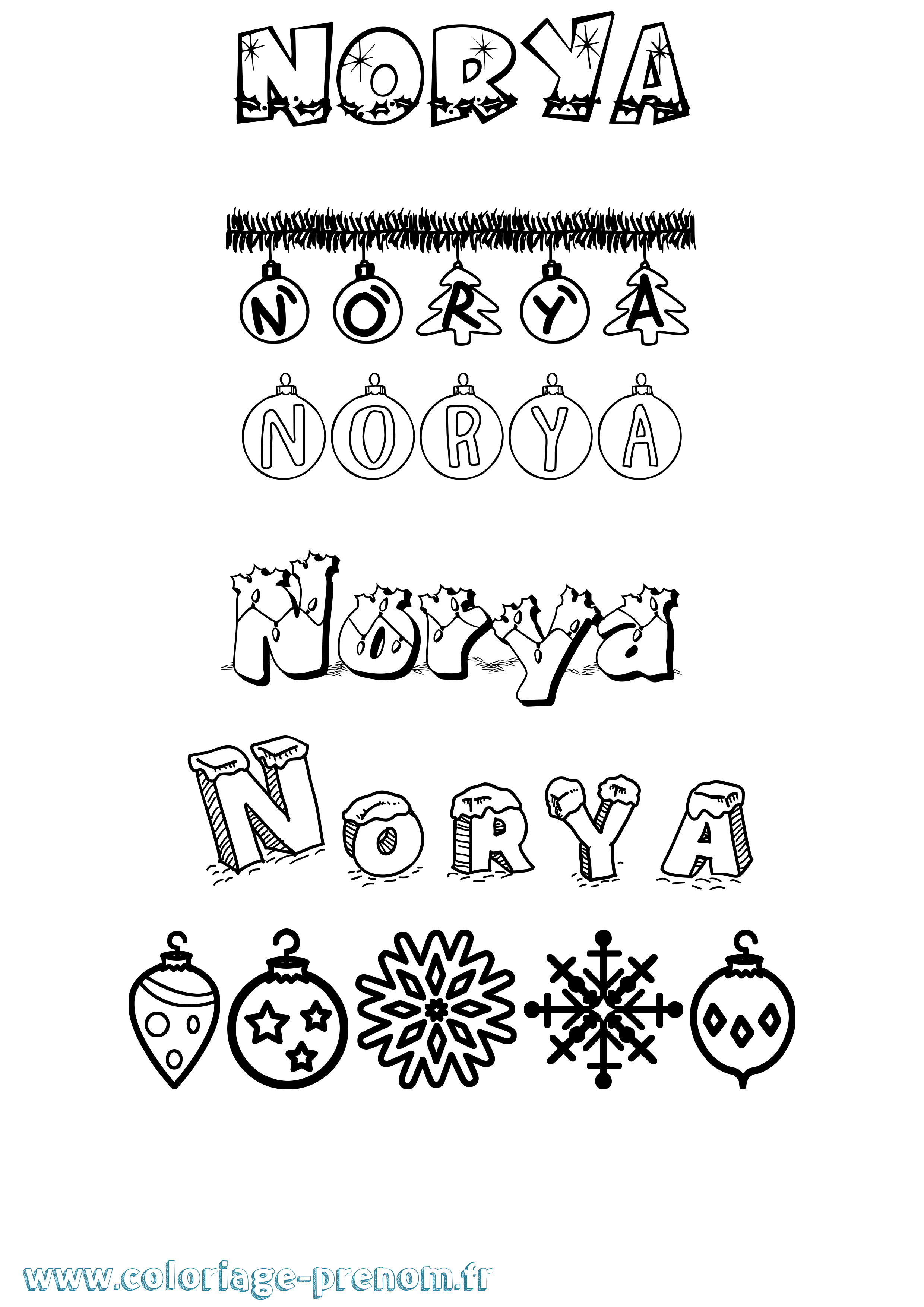 Coloriage Norya Noël Coloriage prénom Norya Noël