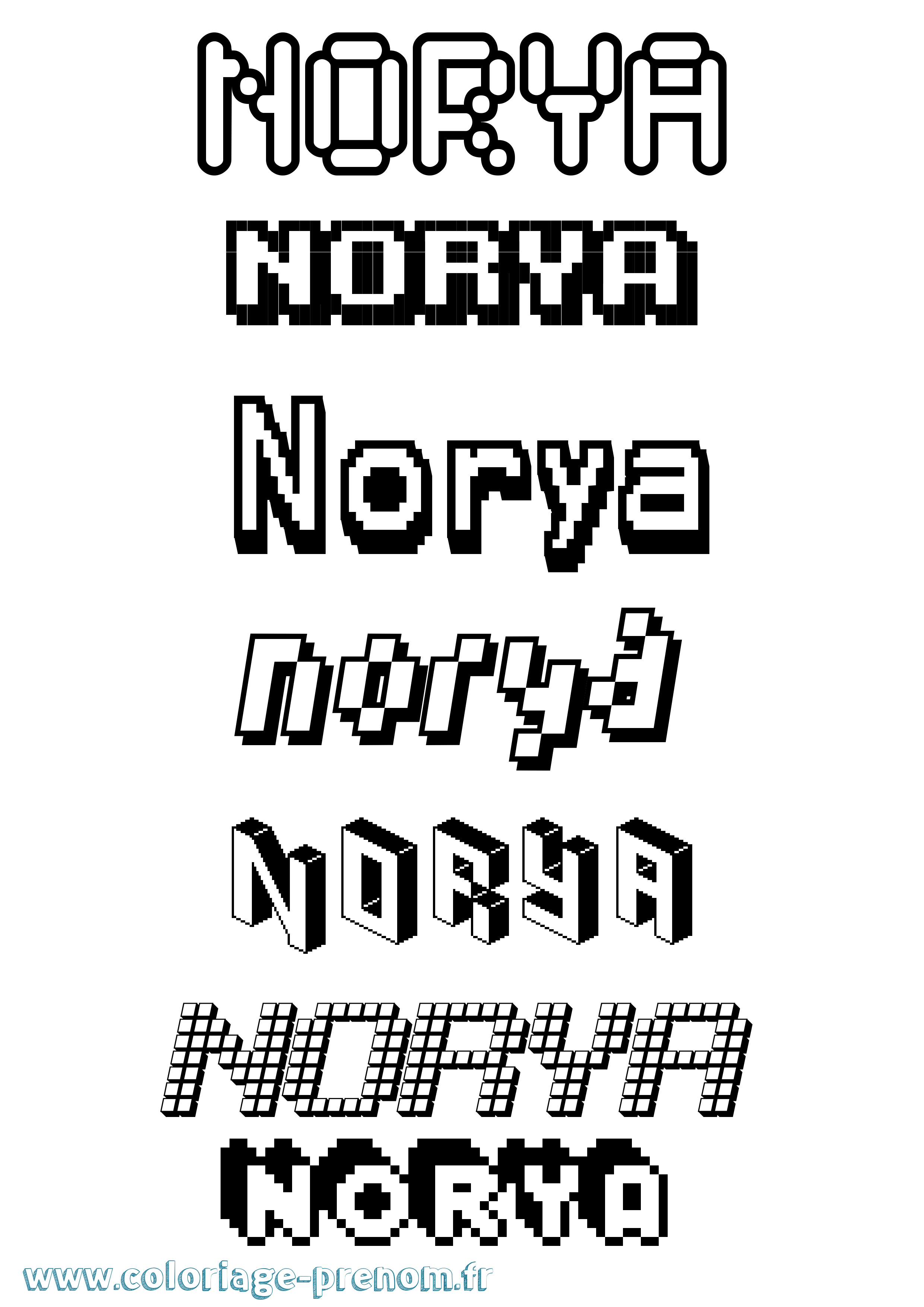 Coloriage Norya Pixel Coloriage prénom Norya Pixel