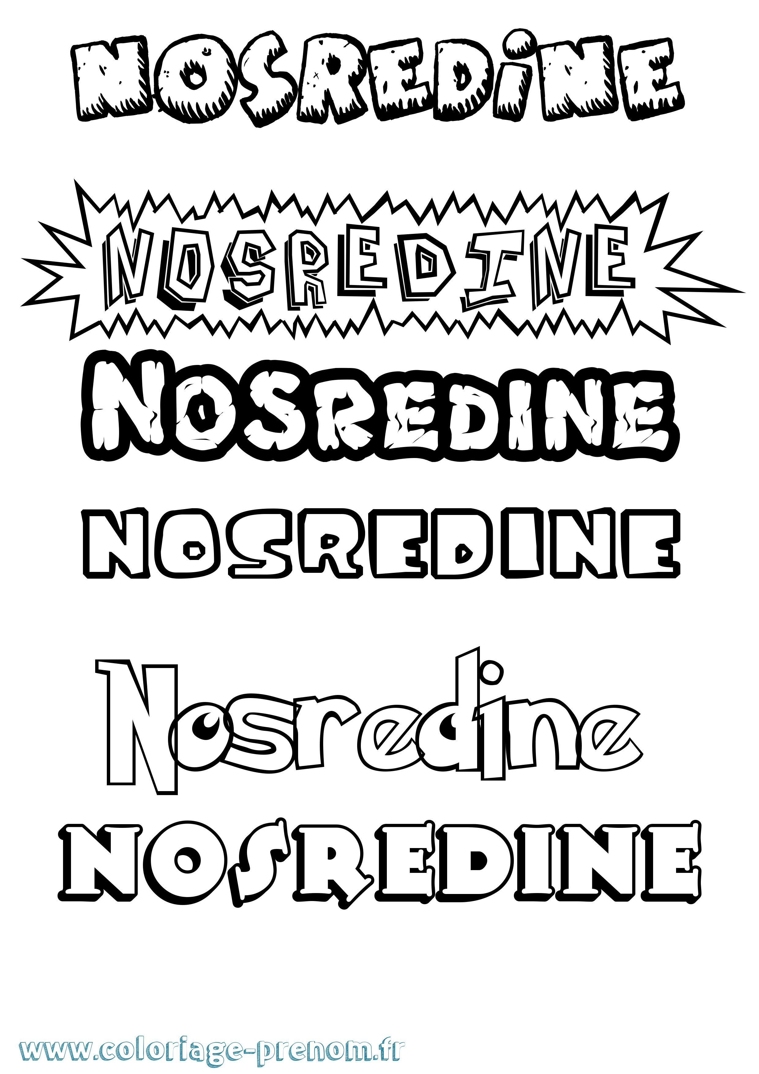 Coloriage Nosredine Dessin Animé Coloriage prénom Nosredine Dessin Animé