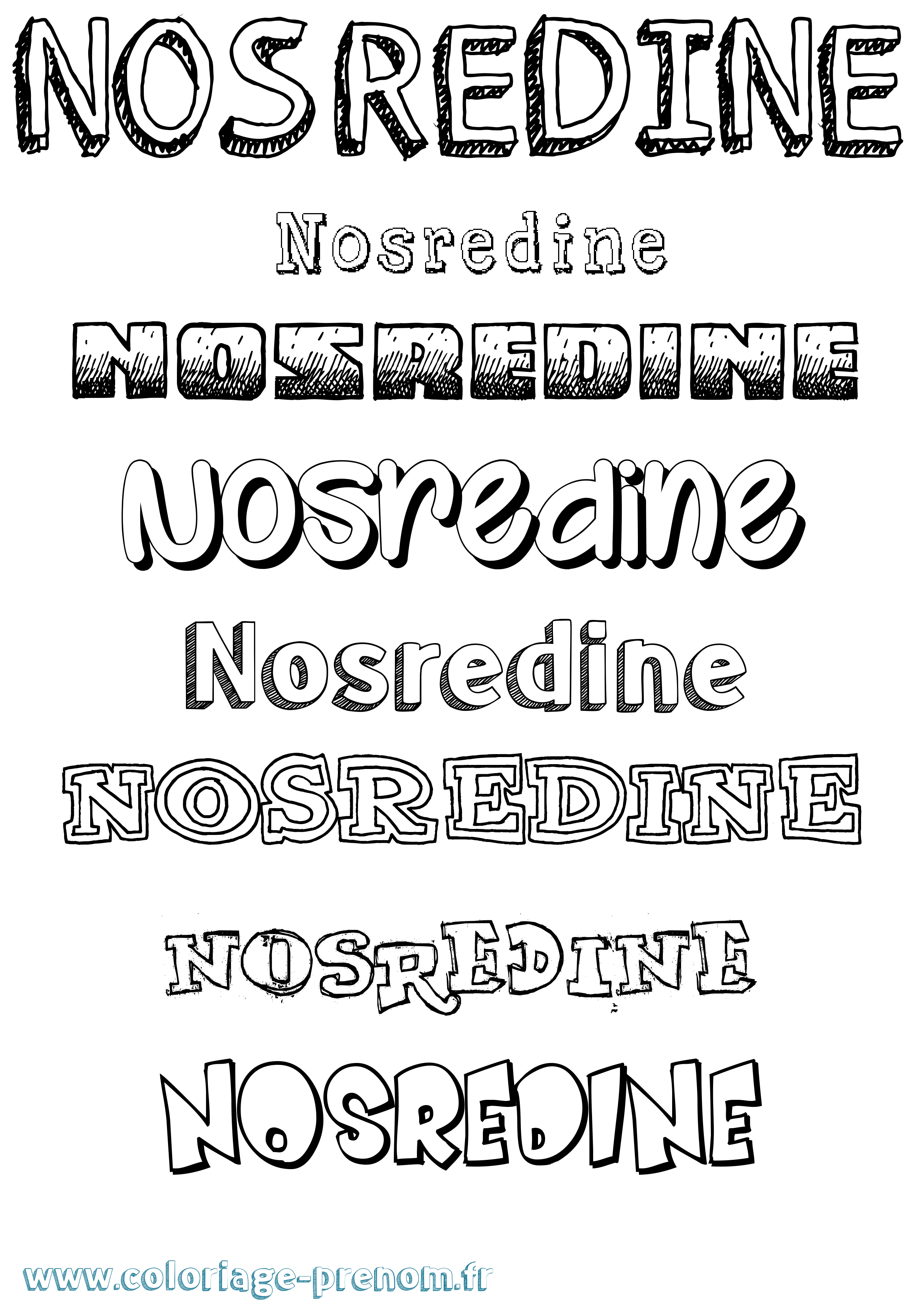 Coloriage Nosredine Dessiné Coloriage prénom Nosredine Dessiné