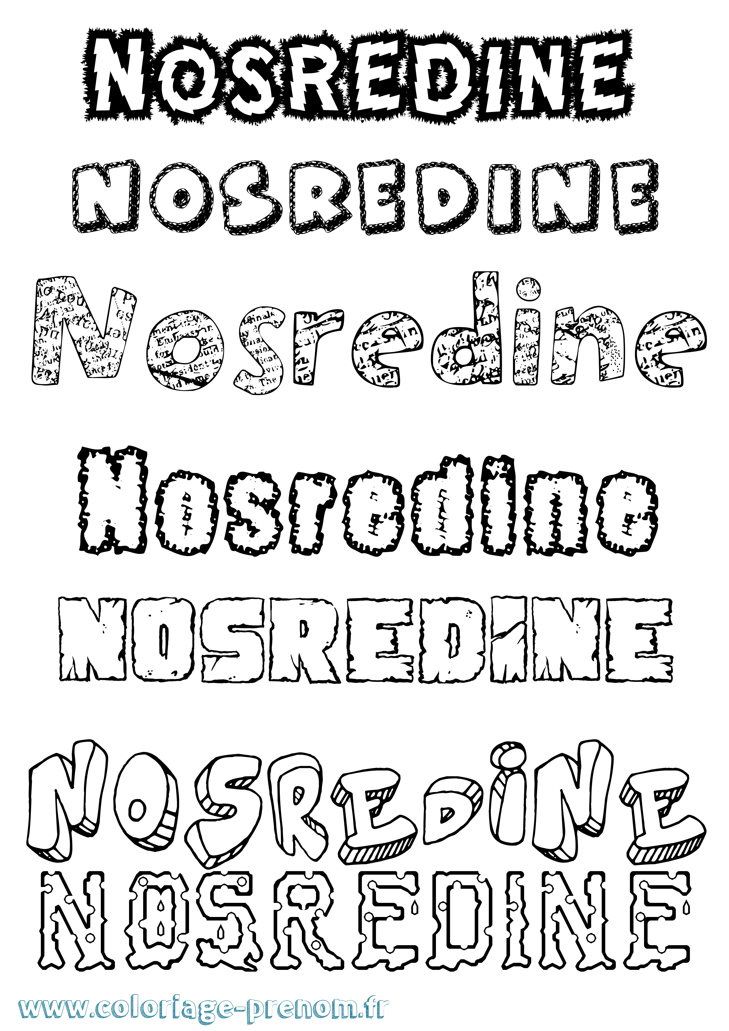 Coloriage Nosredine Destructuré Coloriage prénom Nosredine Destructuré