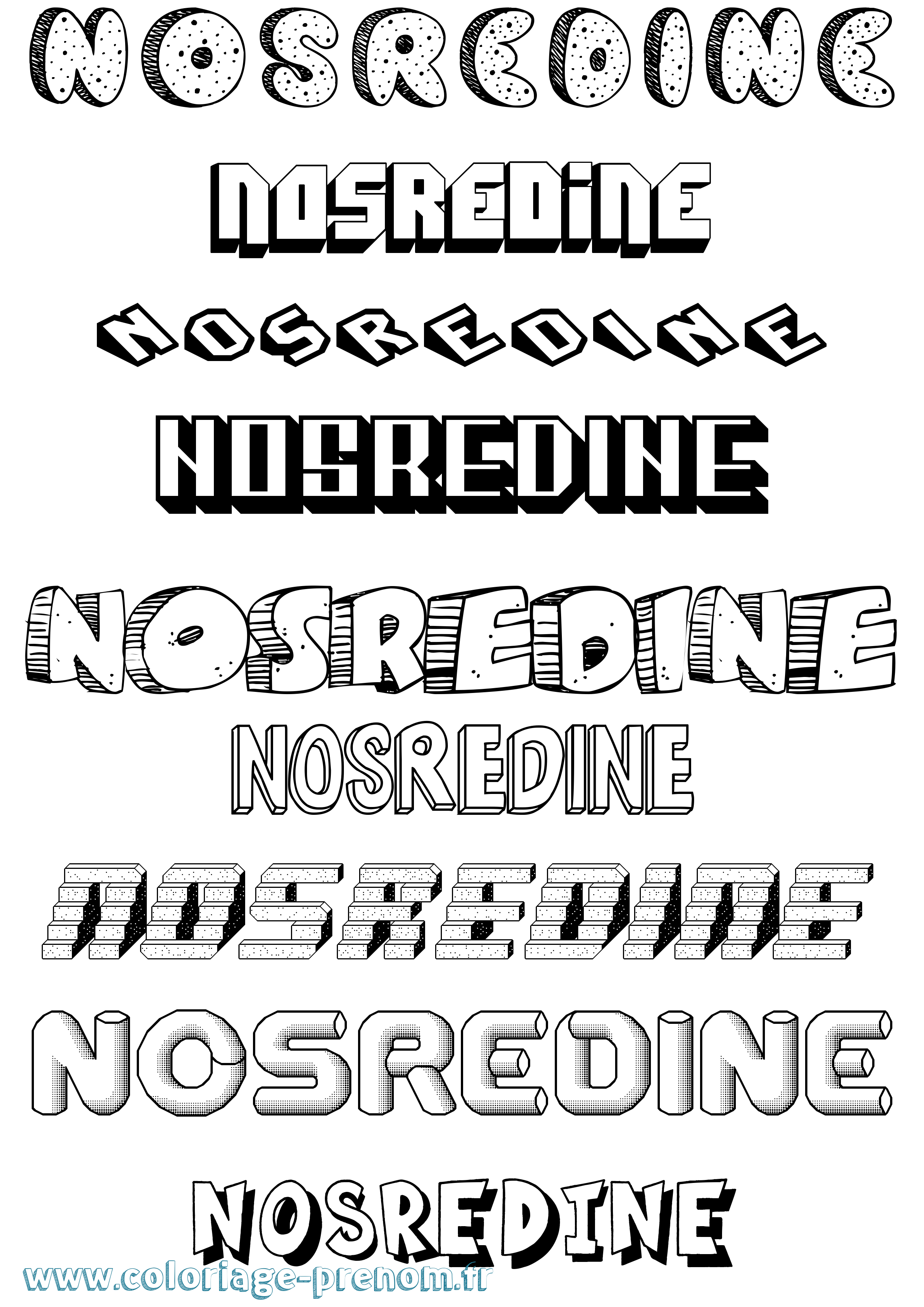 Coloriage Nosredine Effet 3D Coloriage prénom Nosredine Effet 3D