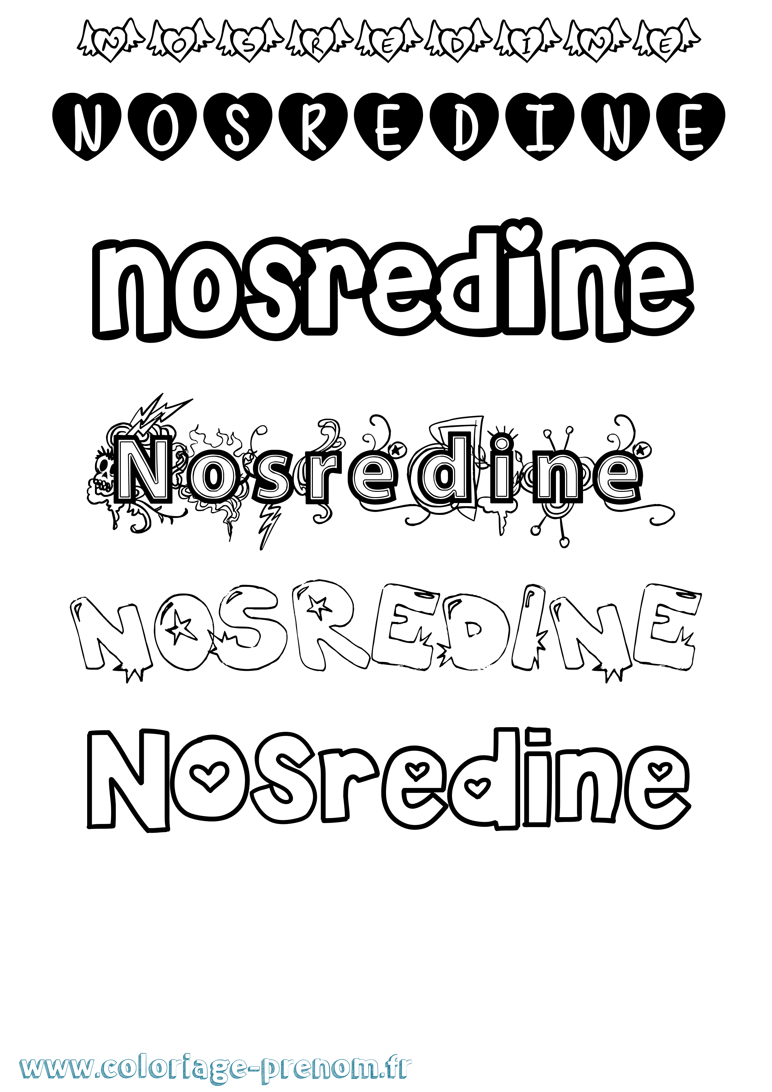 Coloriage Nosredine Girly Coloriage prénom Nosredine Girly
