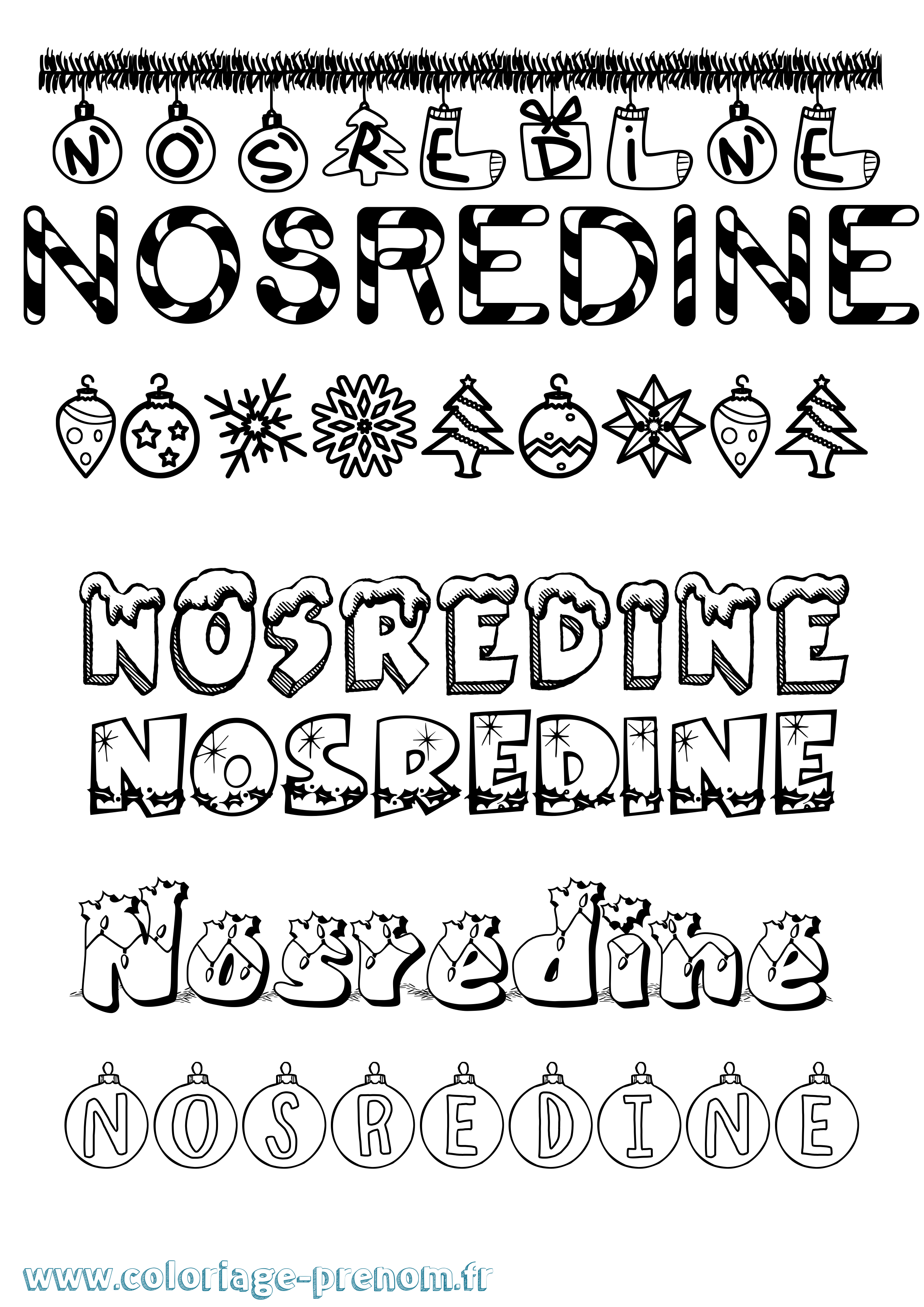 Coloriage Nosredine Noël Coloriage prénom Nosredine Noël