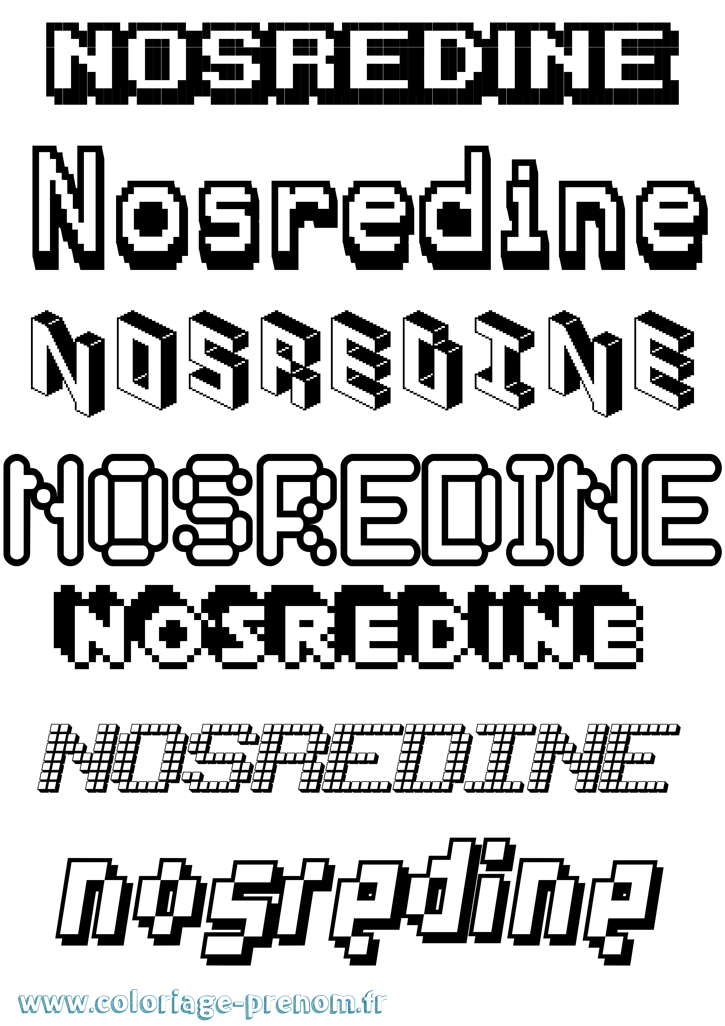Coloriage Nosredine Pixel Coloriage prénom Nosredine Pixel