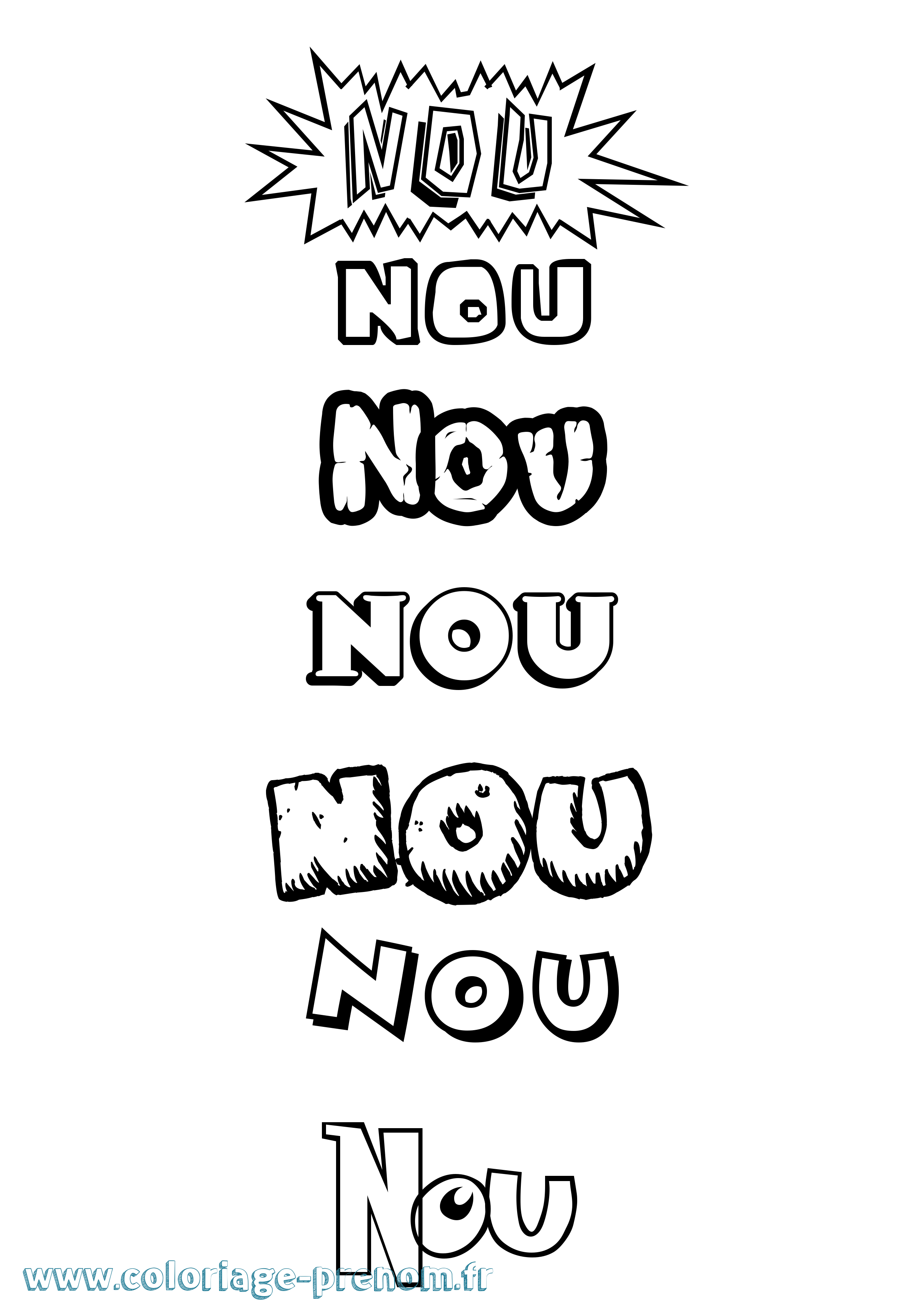 Coloriage Nou Dessin Animé Coloriage prénom Nou Dessin Animé