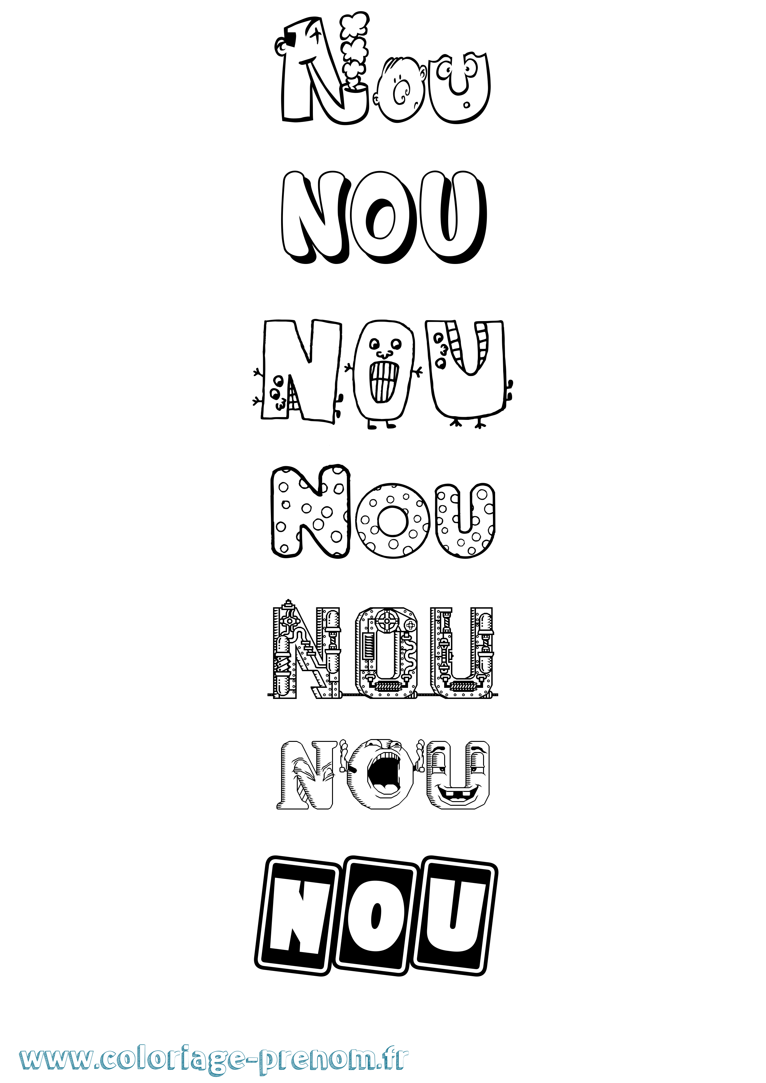 Coloriage Nou Fun Coloriage prénom Nou Fun
