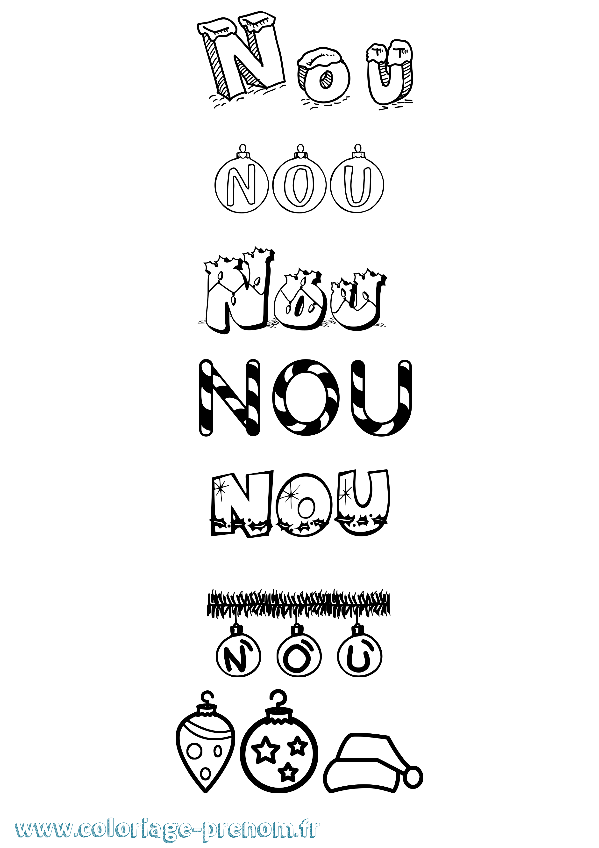 Coloriage Nou Noël Coloriage prénom Nou Noël