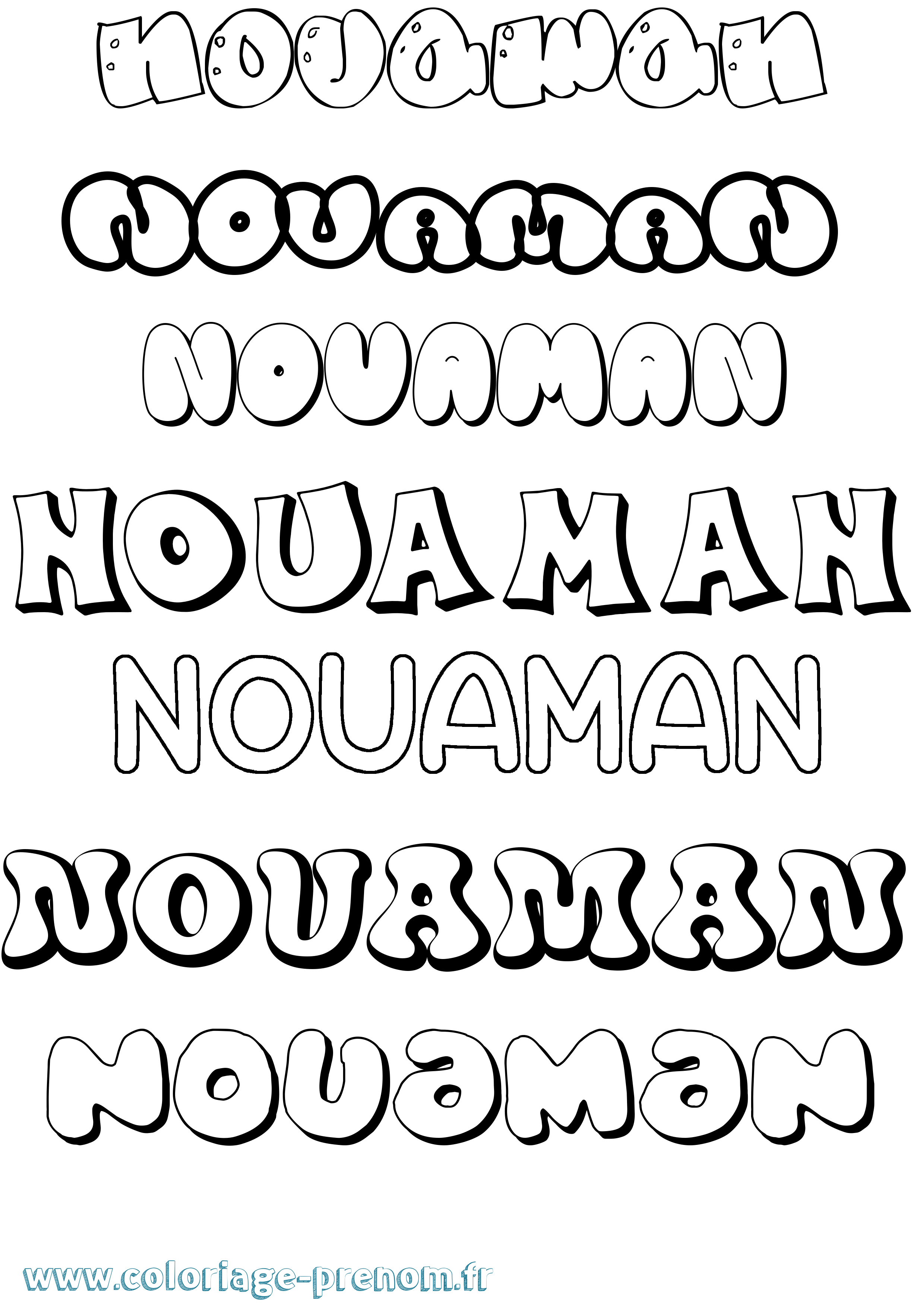 Coloriage Nouaman Bubble Coloriage prénom Nouaman Bubble