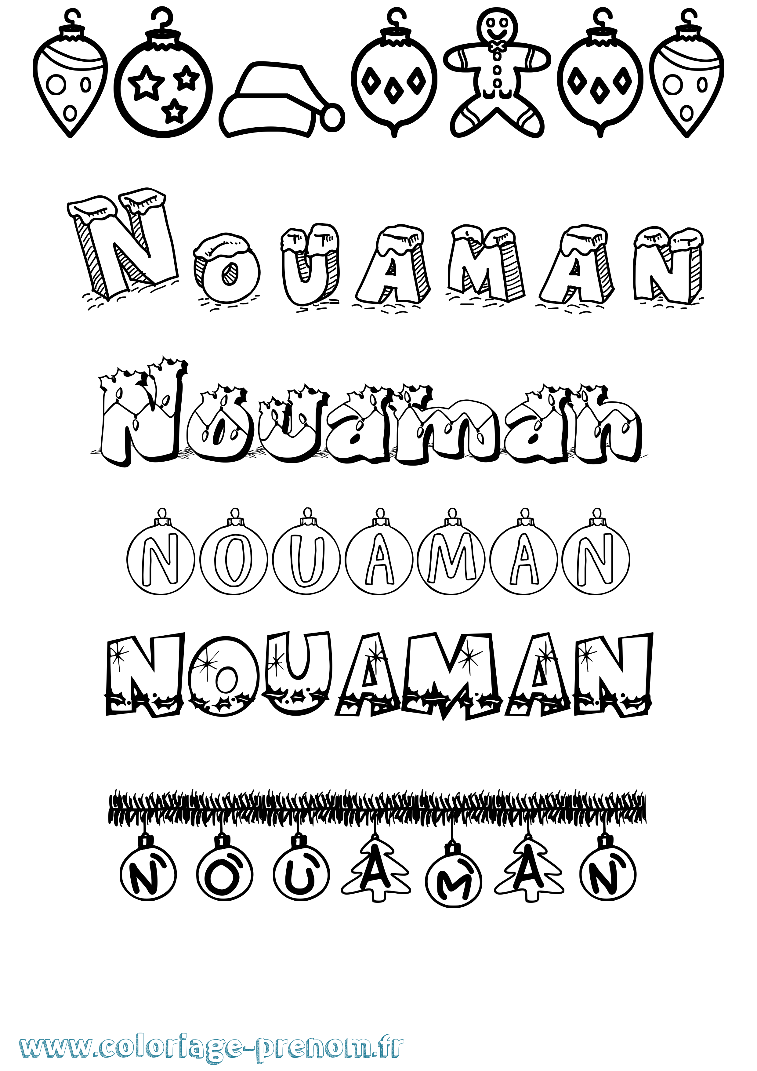 Coloriage Nouaman Noël Coloriage prénom Nouaman Noël