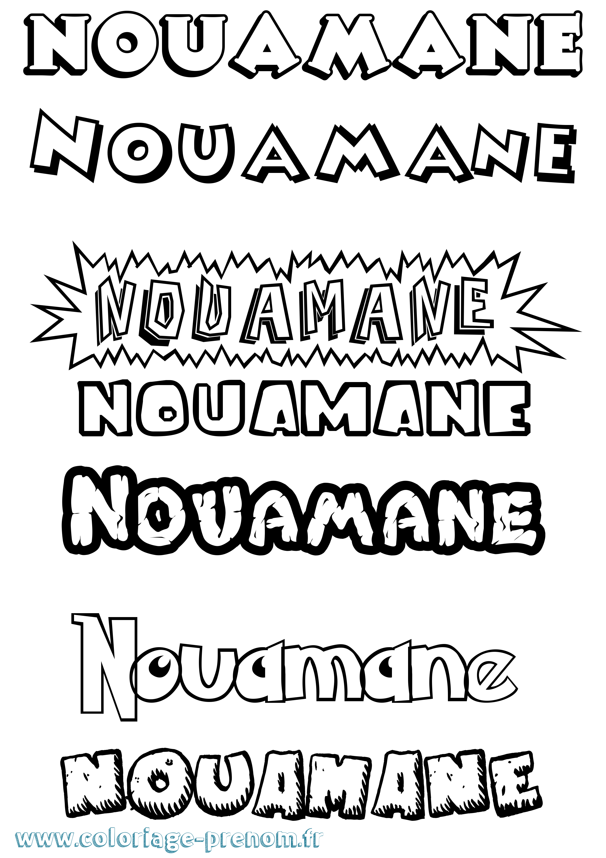 Coloriage Nouamane Dessin Animé Coloriage prénom Nouamane Dessin Animé