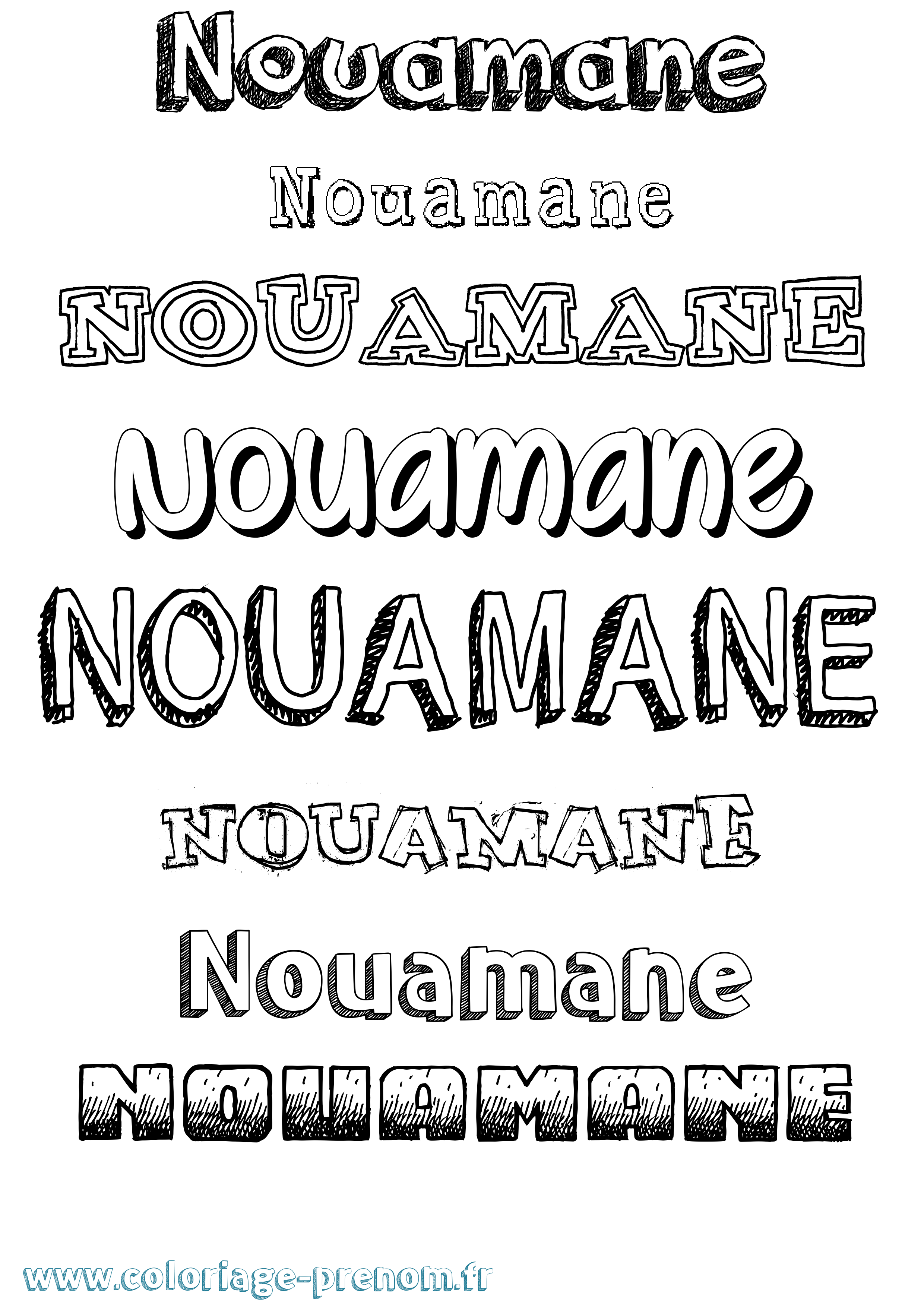 Coloriage Nouamane Dessiné Coloriage prénom Nouamane Dessiné