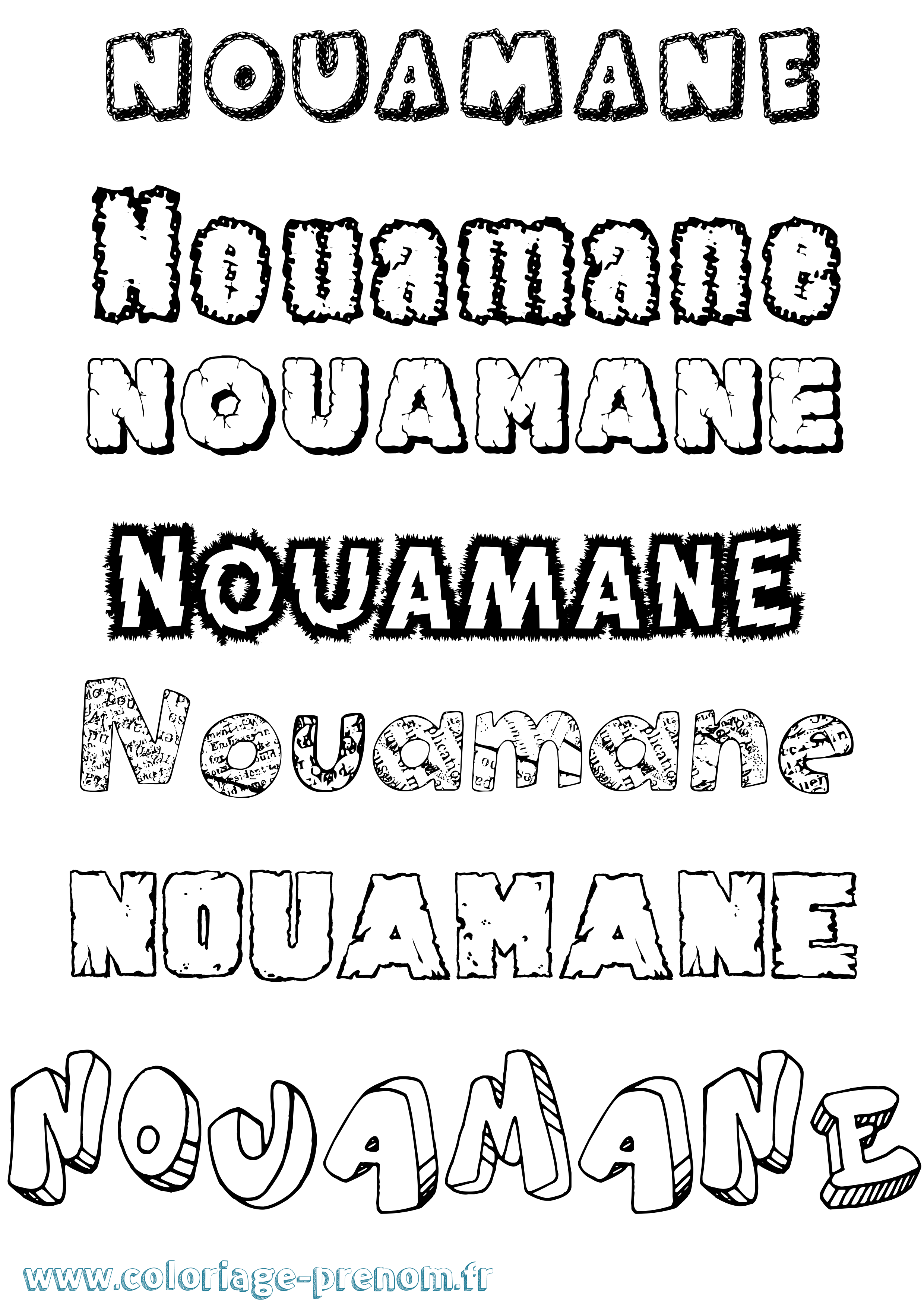Coloriage Nouamane Destructuré Coloriage prénom Nouamane Destructuré