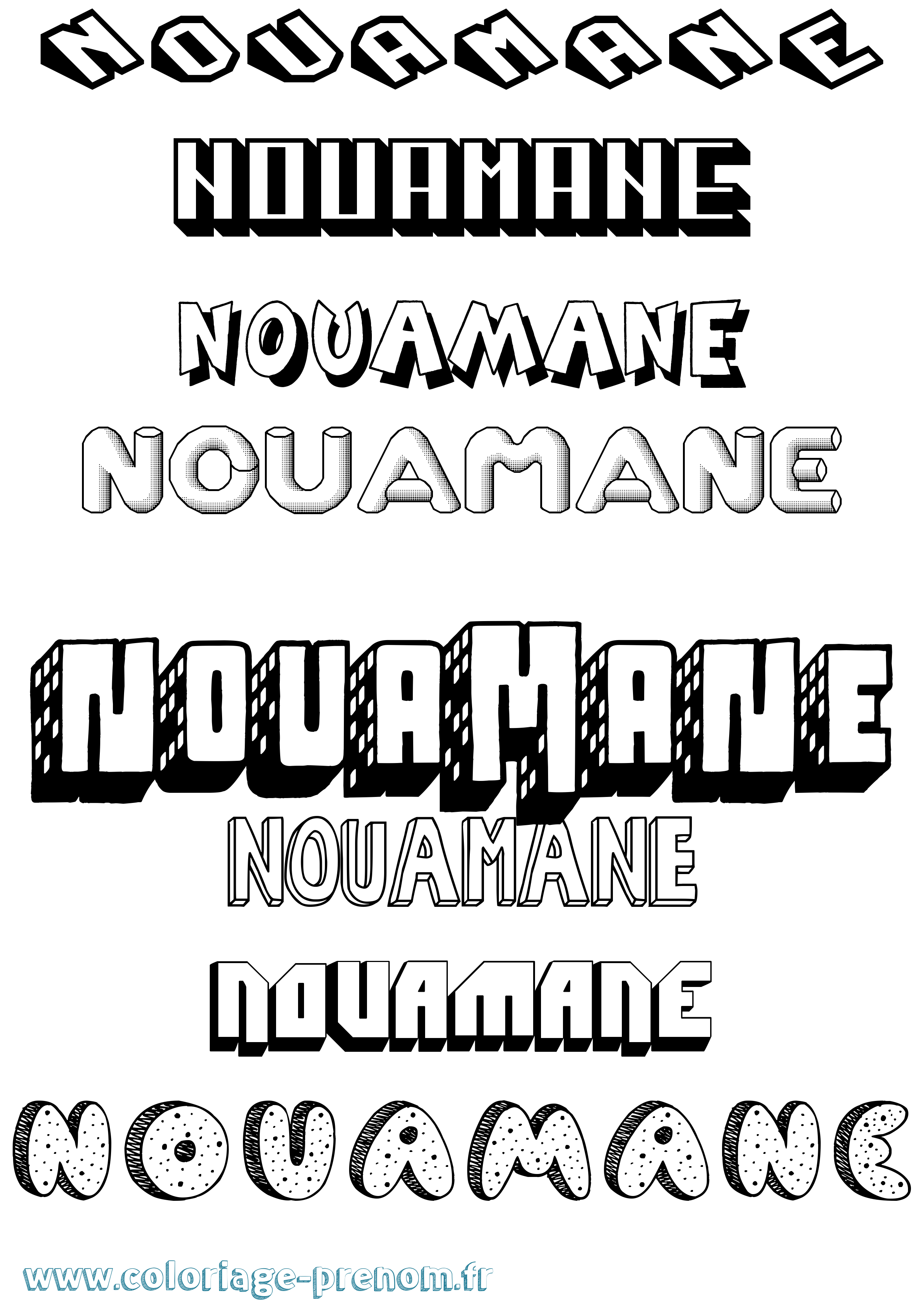 Coloriage Nouamane Effet 3D Coloriage prénom Nouamane Effet 3D
