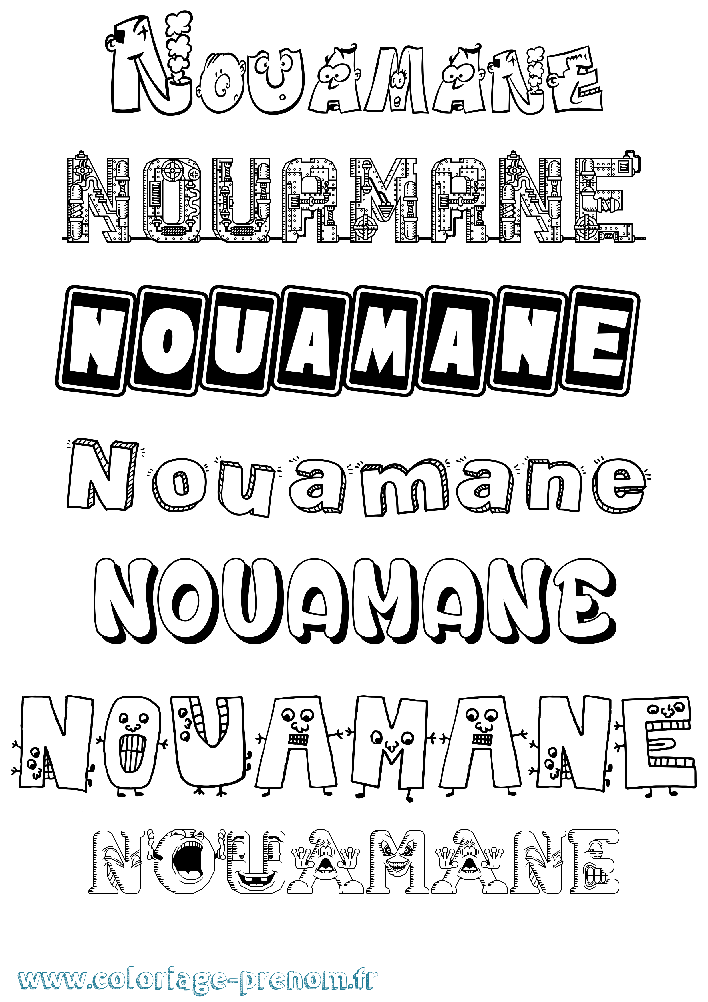Coloriage Nouamane Fun Coloriage prénom Nouamane Fun