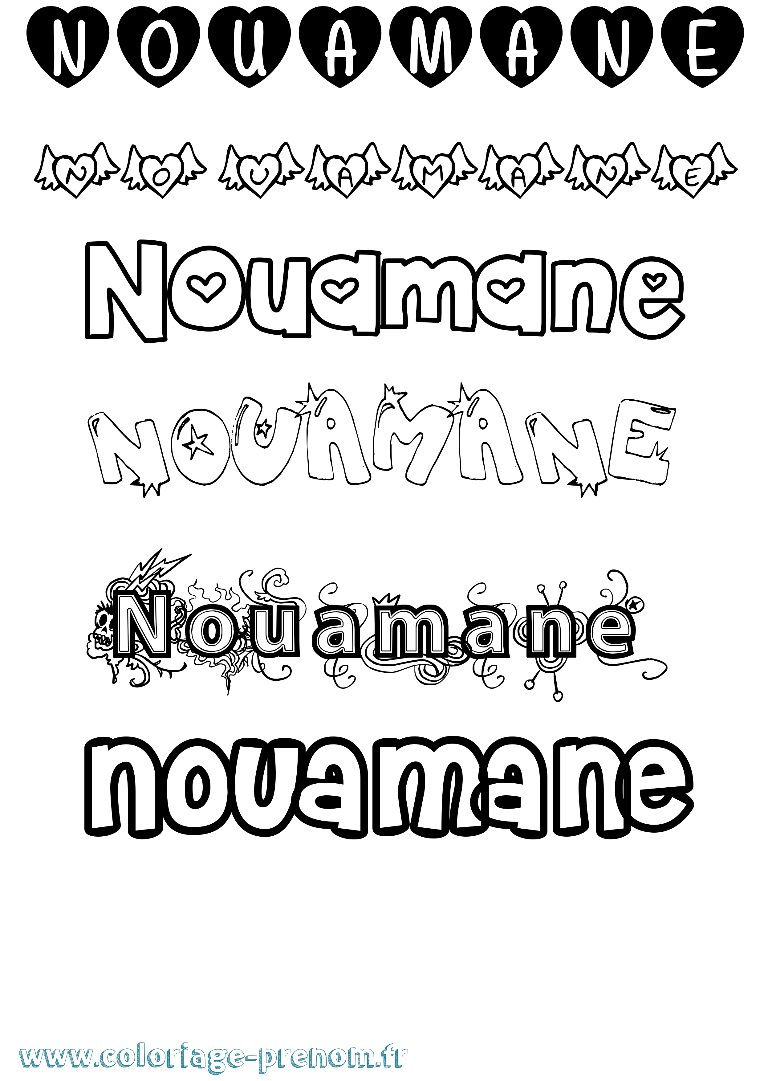 Coloriage Nouamane Girly Coloriage prénom Nouamane Girly