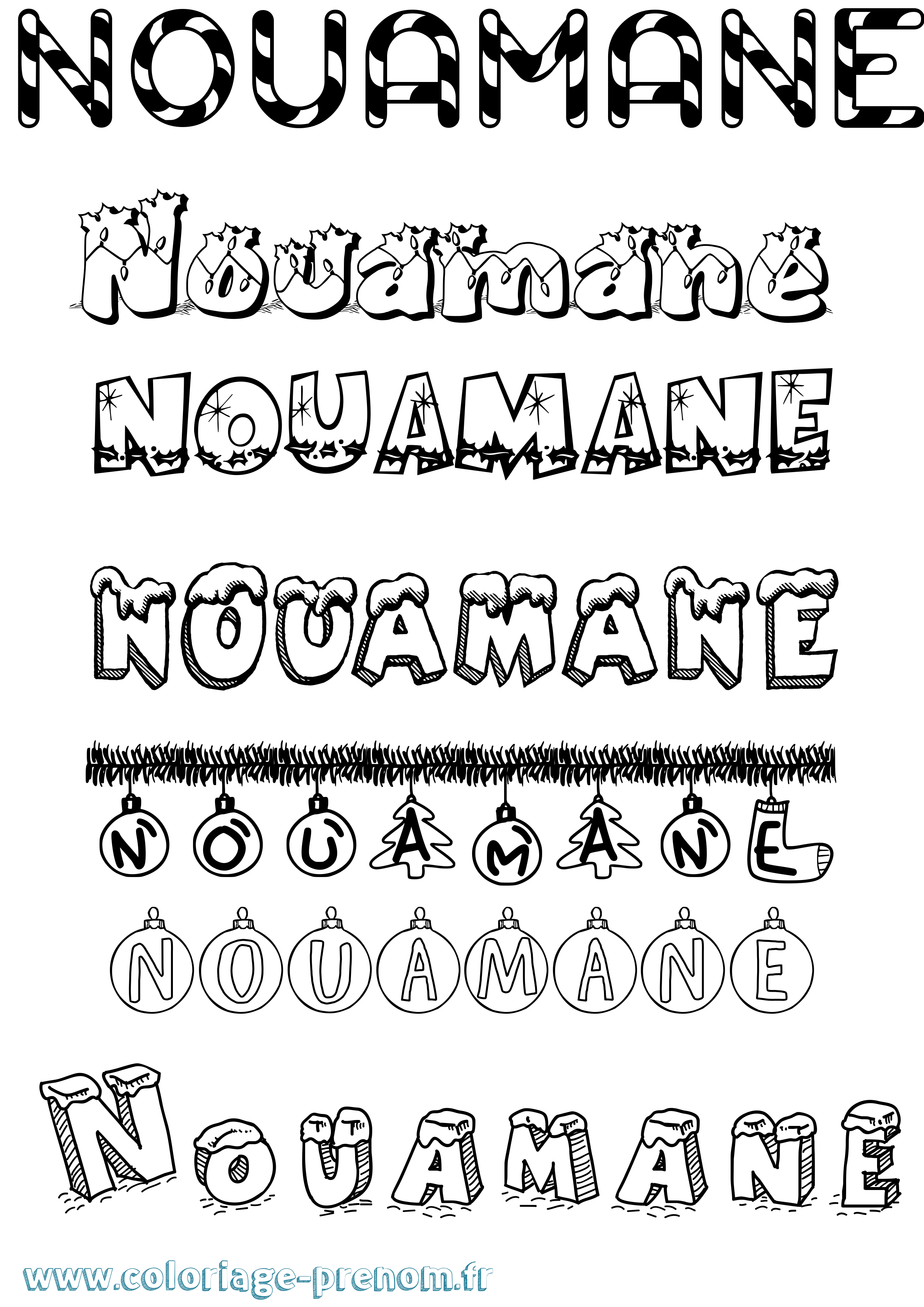 Coloriage Nouamane Noël Coloriage prénom Nouamane Noël
