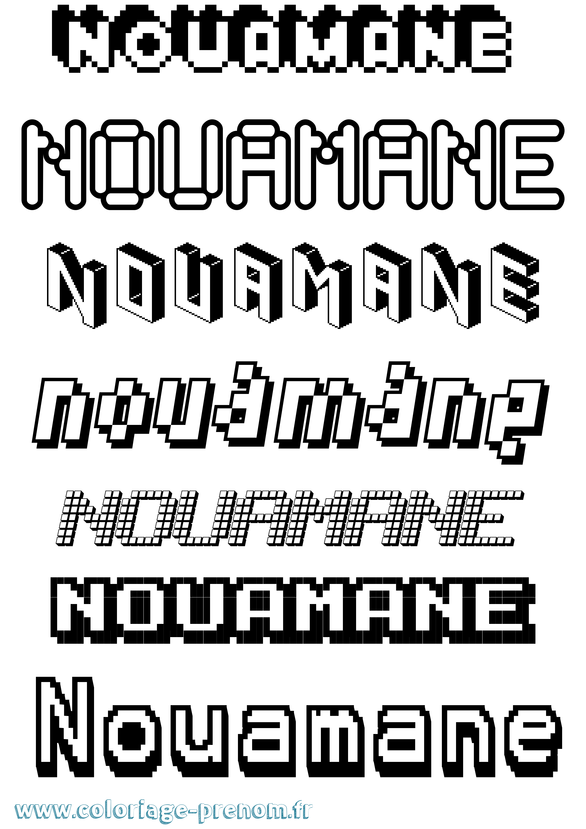 Coloriage Nouamane Pixel Coloriage prénom Nouamane Pixel