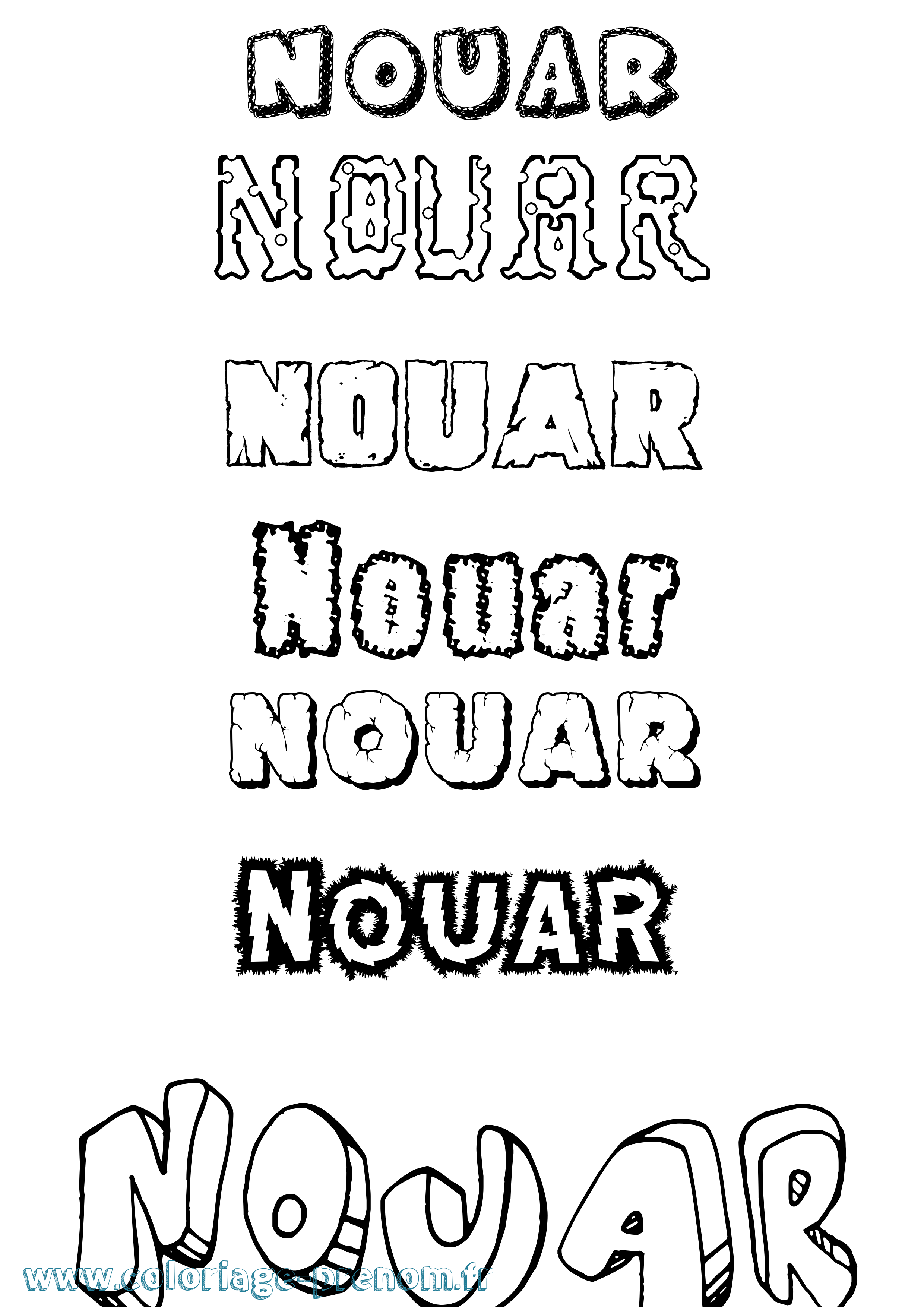 Coloriage Nouar Destructuré Coloriage prénom Nouar Destructuré