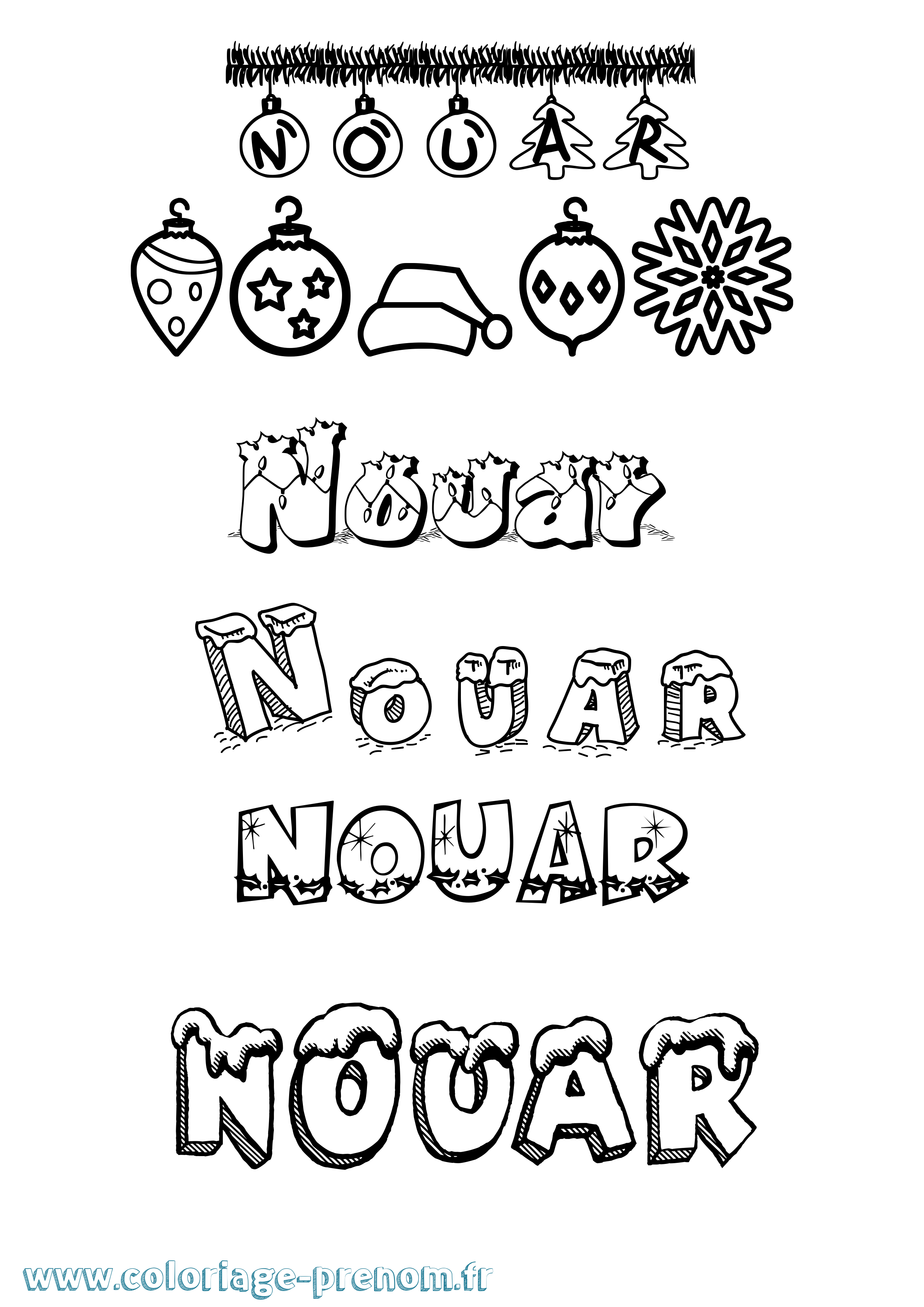 Coloriage Nouar Noël Coloriage prénom Nouar Noël