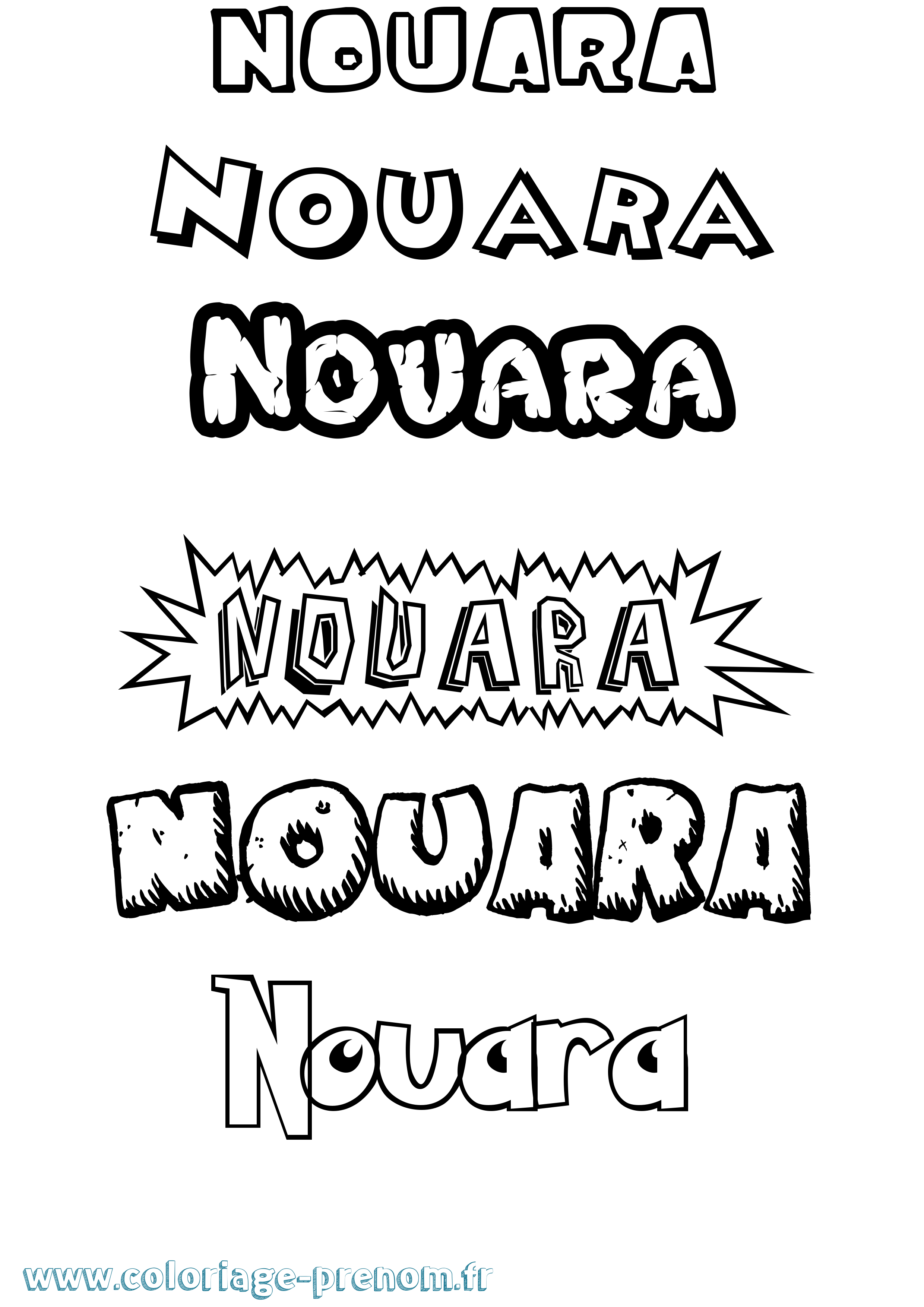 Coloriage Nouara Dessin Animé Coloriage prénom Nouara Dessin Animé