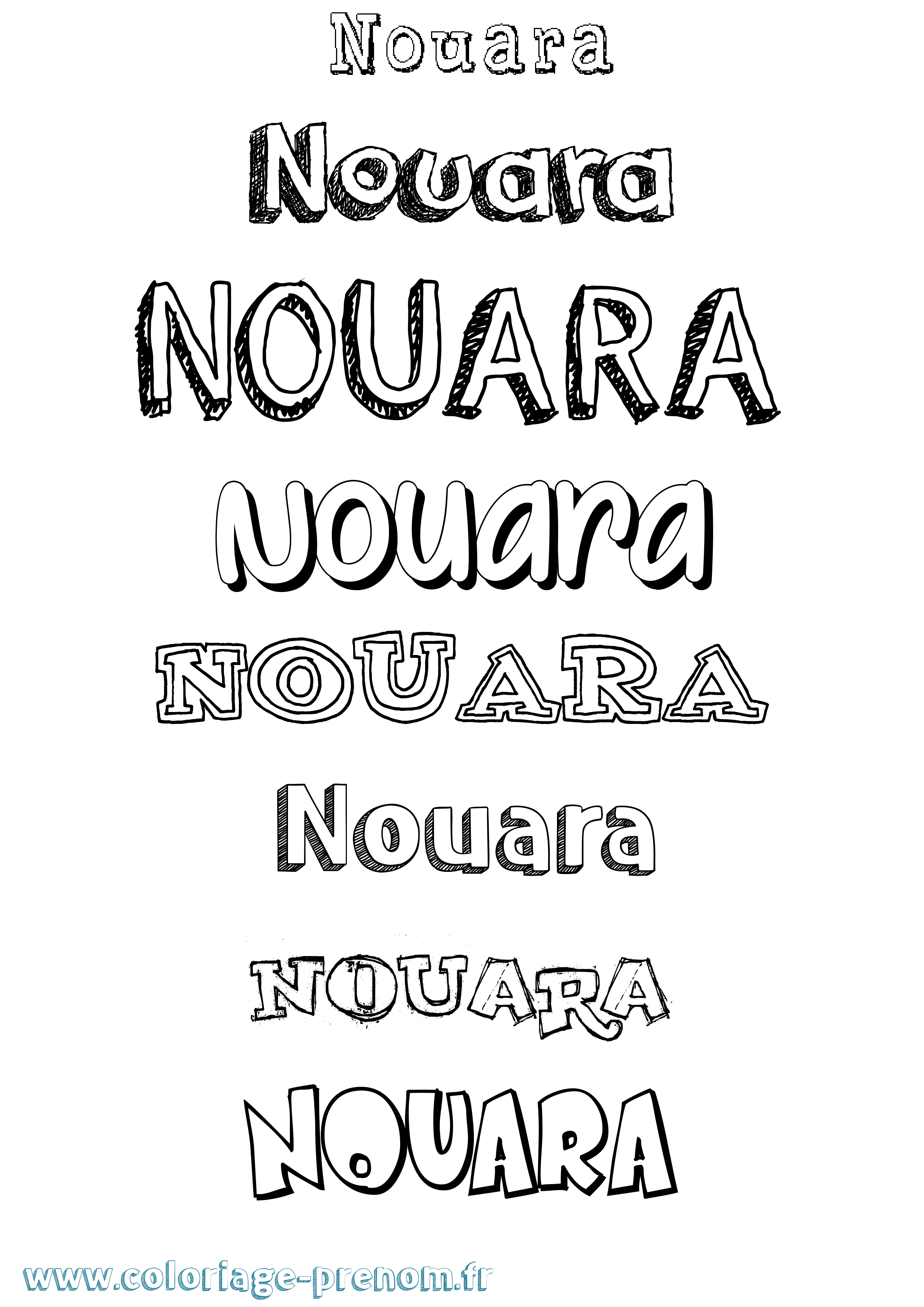 Coloriage Nouara Dessiné Coloriage prénom Nouara Dessiné