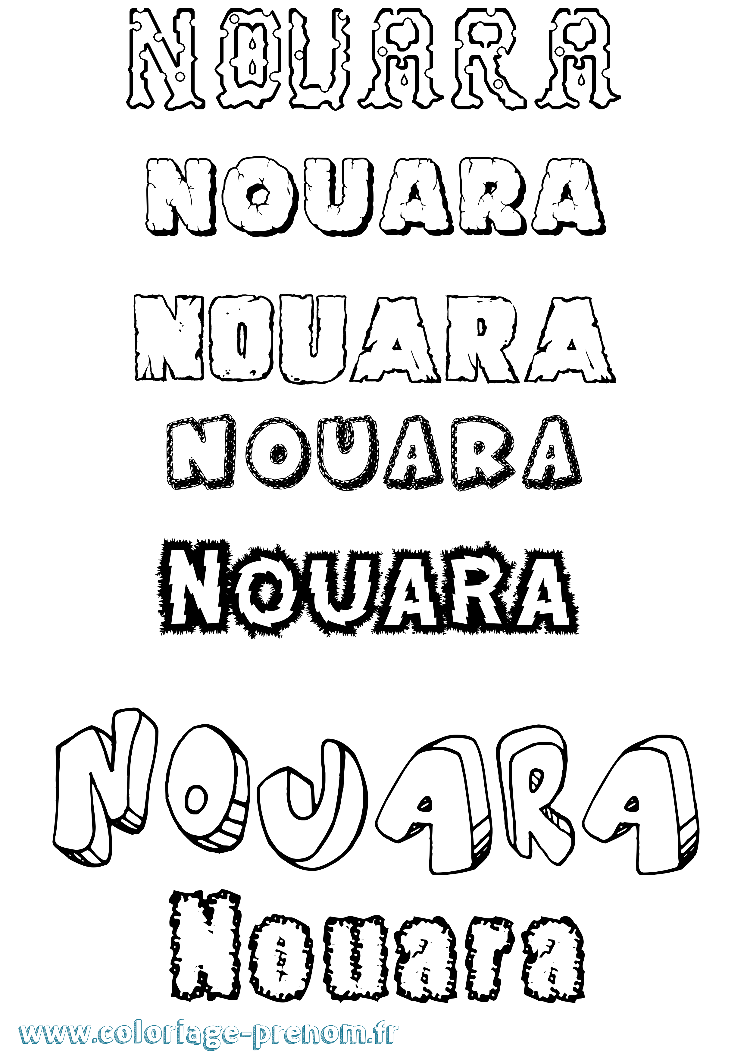 Coloriage Nouara Destructuré Coloriage prénom Nouara Destructuré