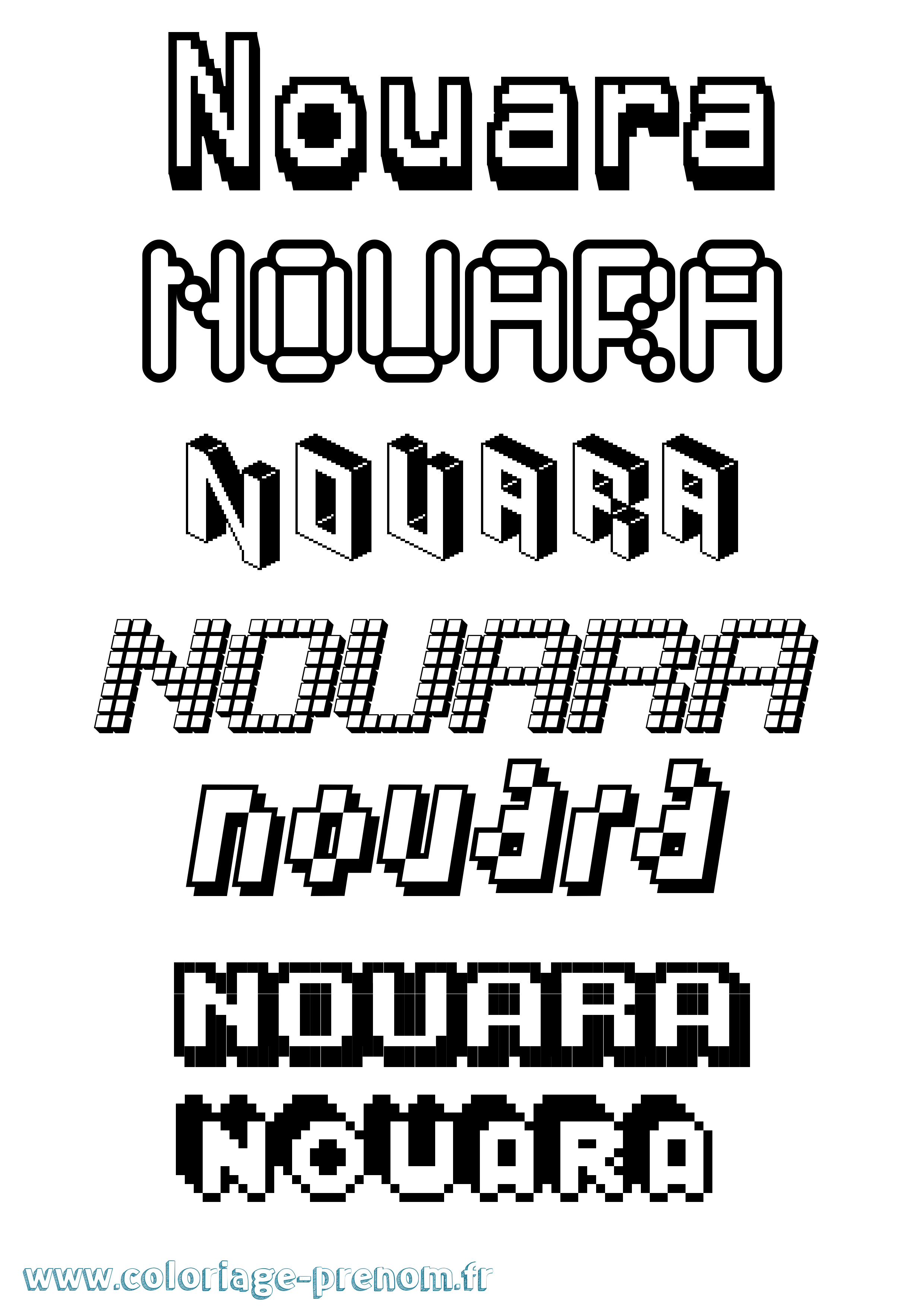 Coloriage Nouara Pixel Coloriage prénom Nouara Pixel