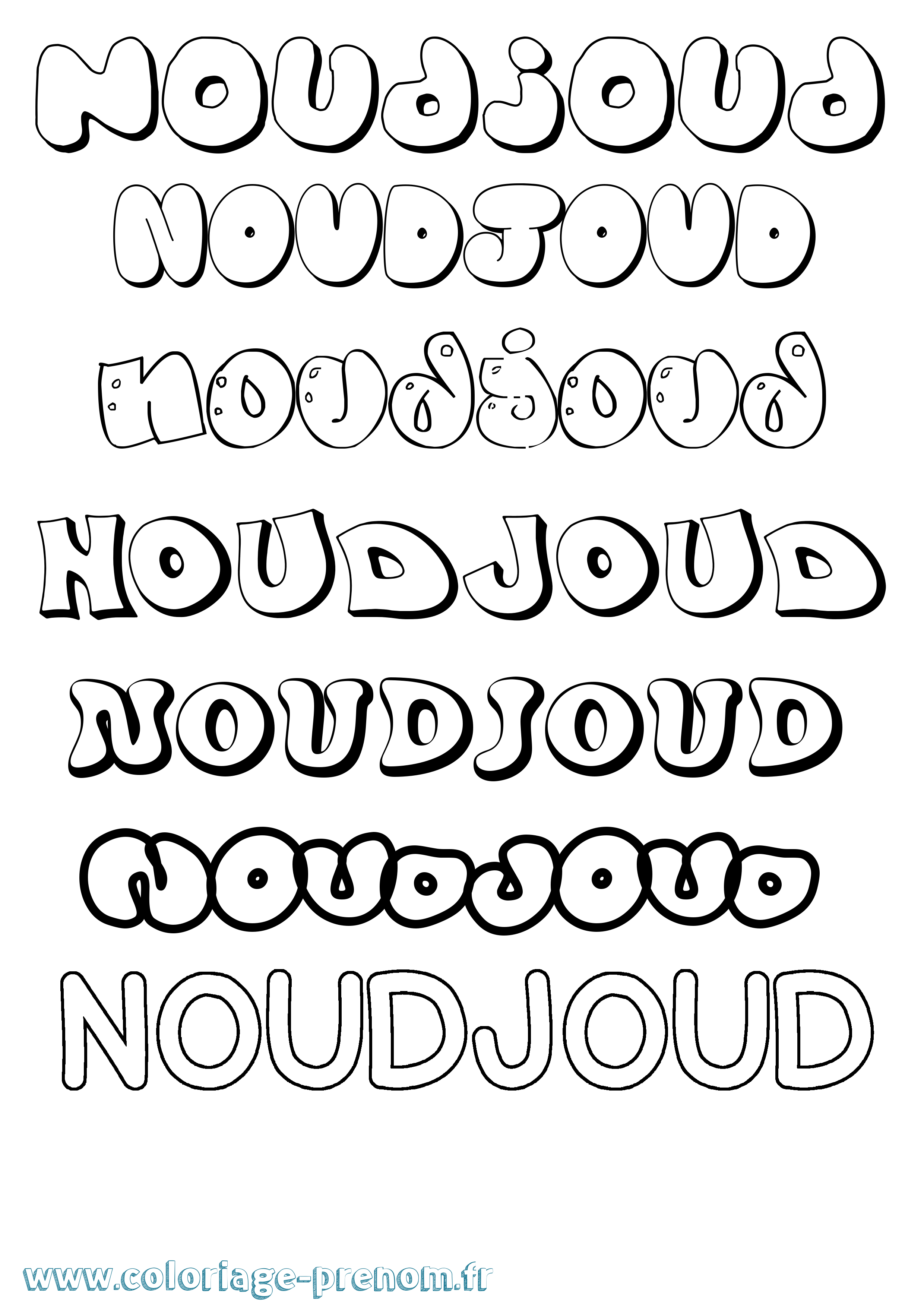Coloriage Noudjoud Bubble Coloriage prénom Noudjoud Bubble