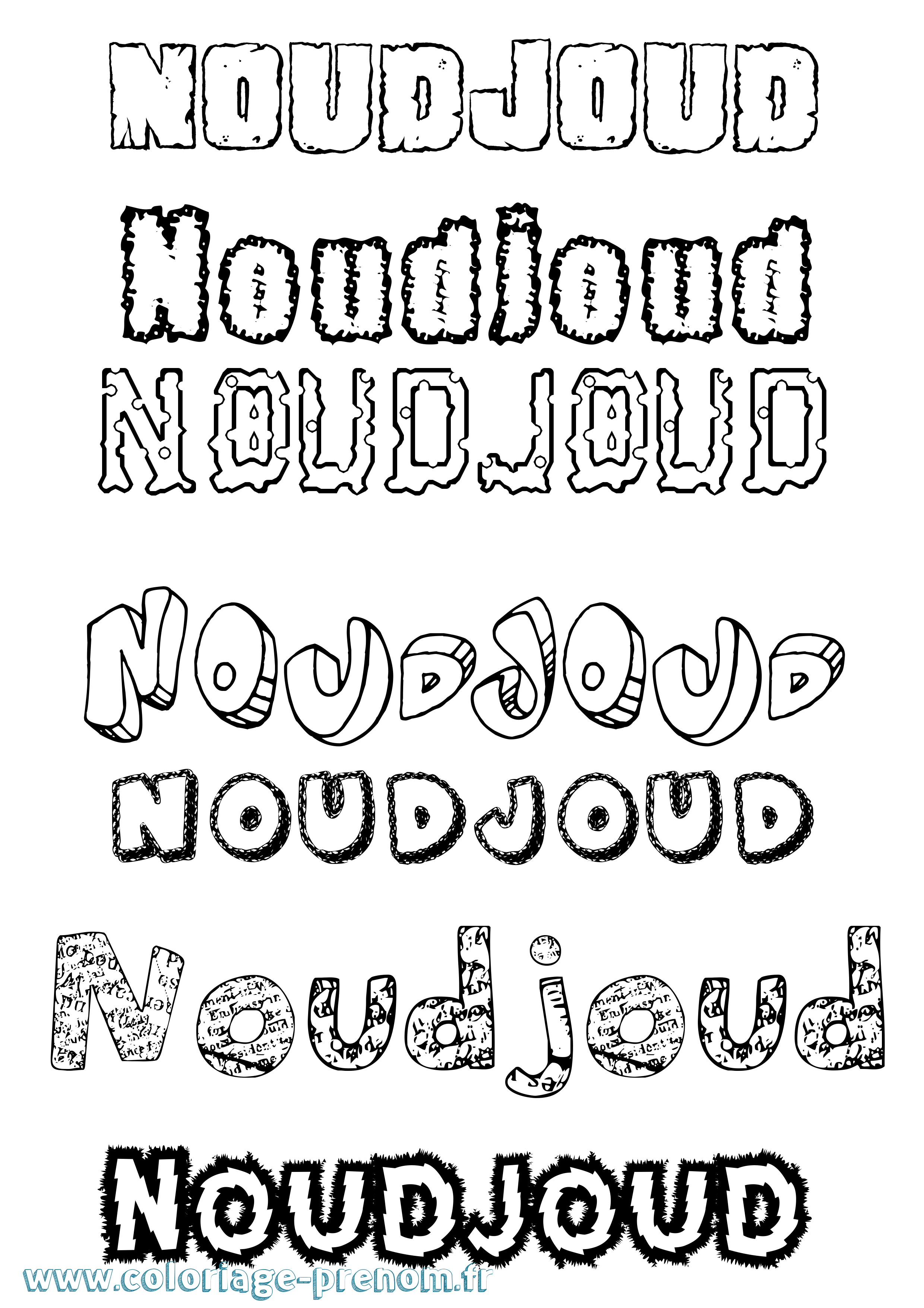 Coloriage Noudjoud Destructuré Coloriage prénom Noudjoud Destructuré