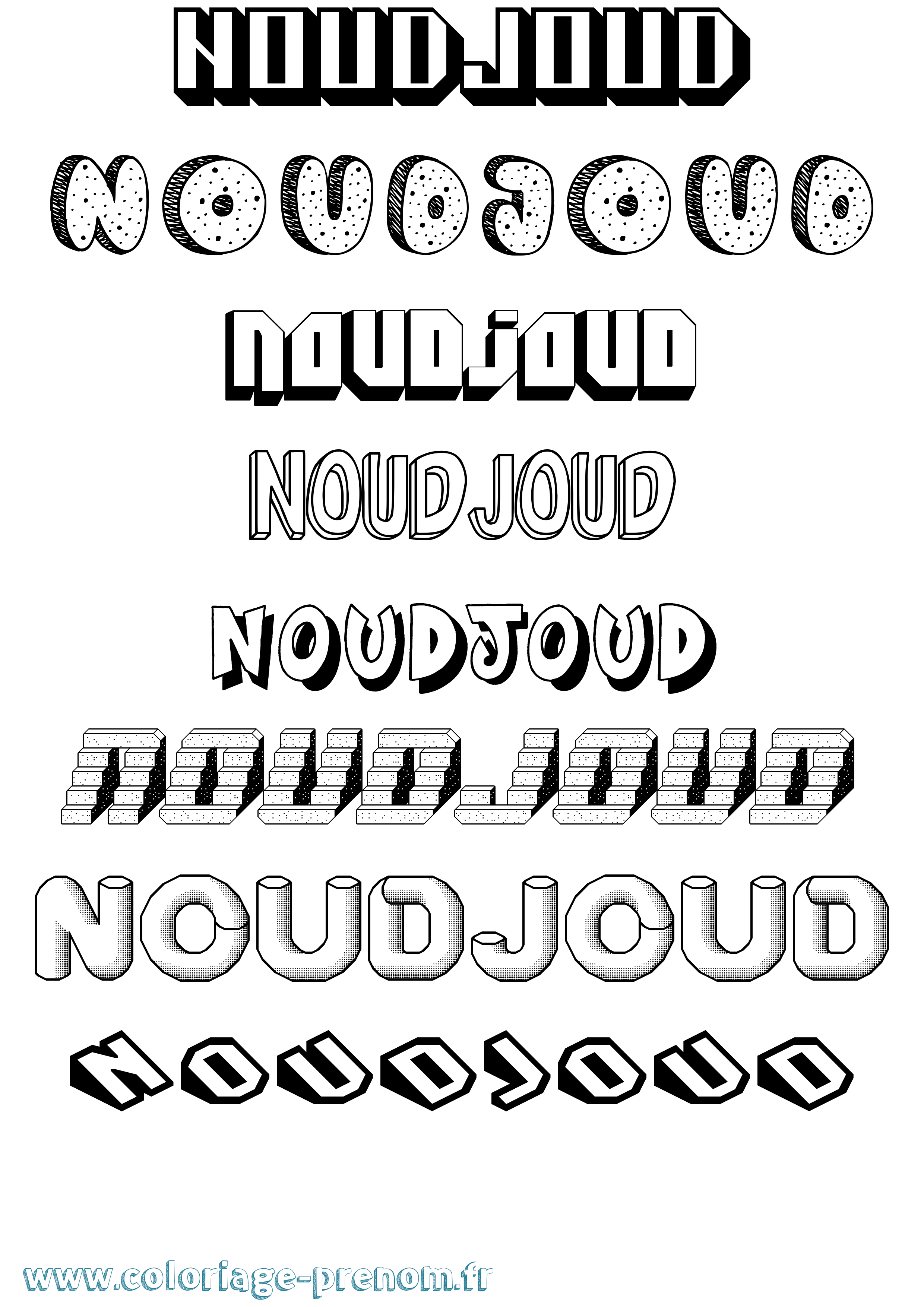 Coloriage Noudjoud Effet 3D Coloriage prénom Noudjoud Effet 3D