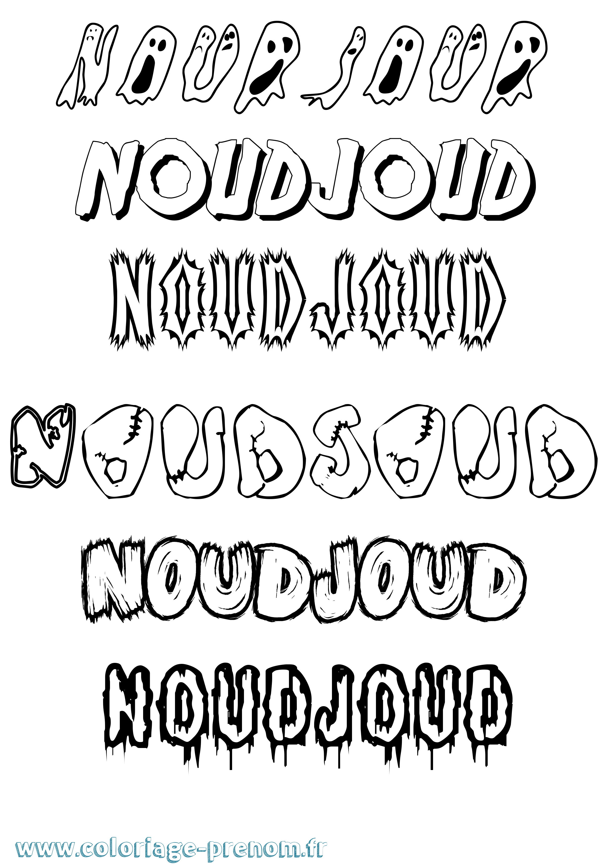 Coloriage Noudjoud Frisson Coloriage prénom Noudjoud Frisson