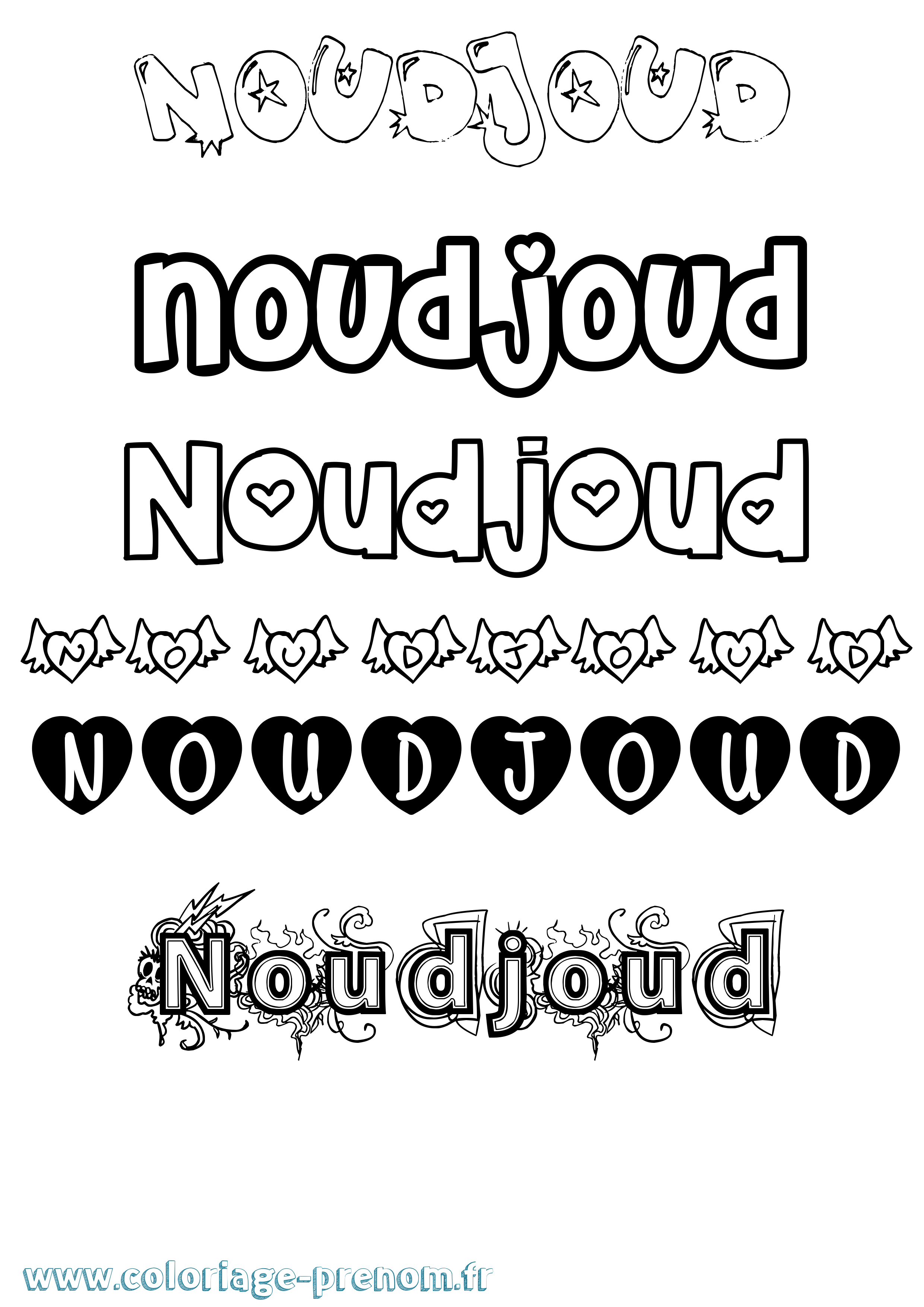 Coloriage Noudjoud Girly Coloriage prénom Noudjoud Girly