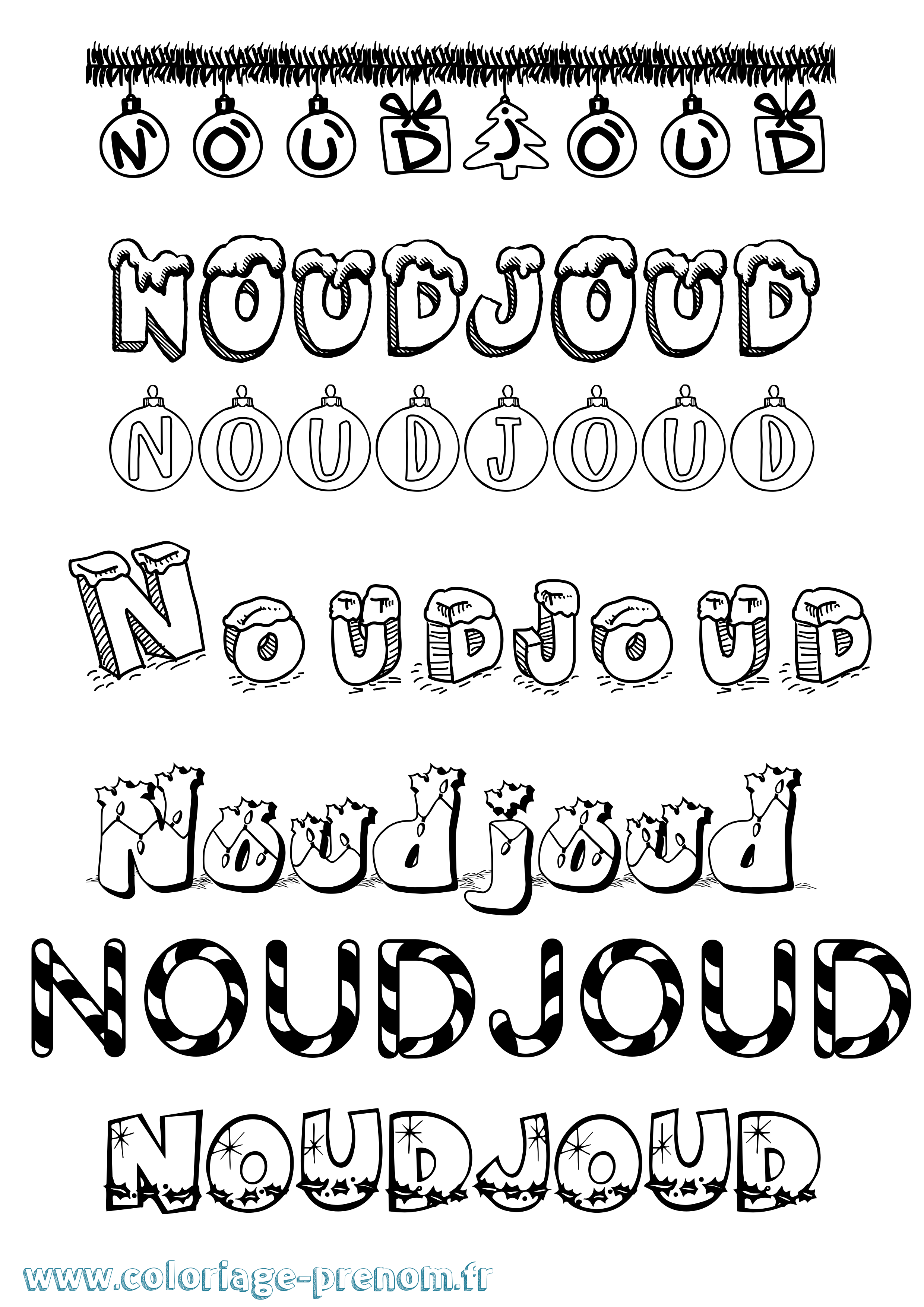 Coloriage Noudjoud Noël Coloriage prénom Noudjoud Noël