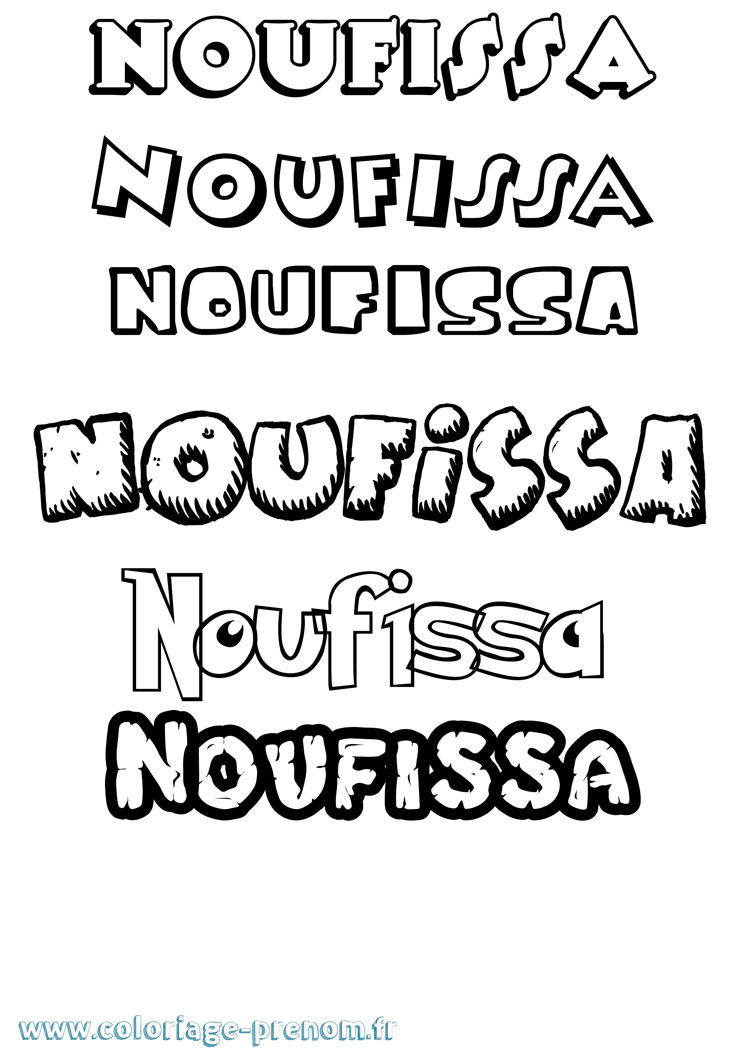 Coloriage Noufissa Dessin Animé Coloriage prénom Noufissa Dessin Animé
