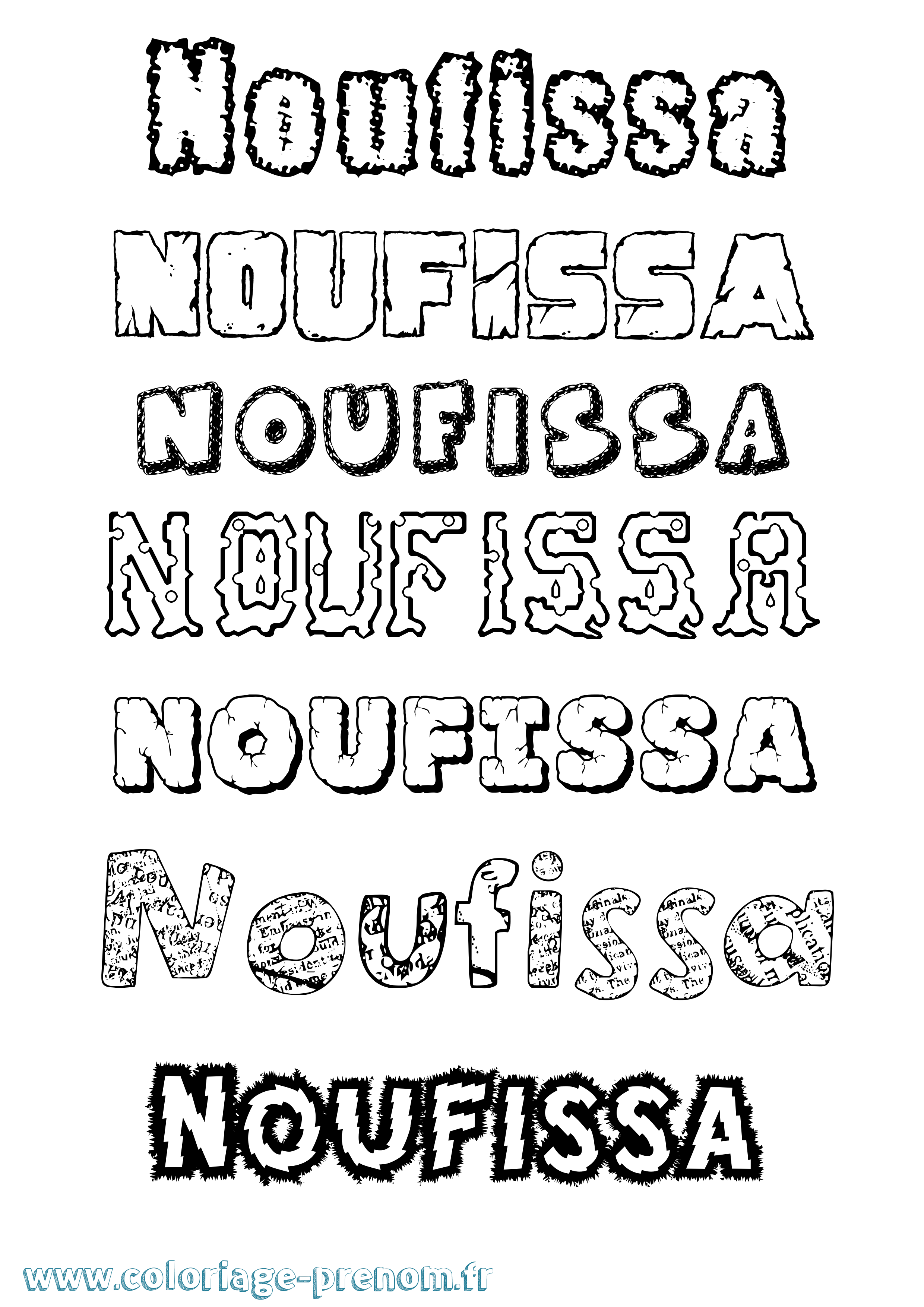 Coloriage Noufissa Destructuré Coloriage prénom Noufissa Destructuré
