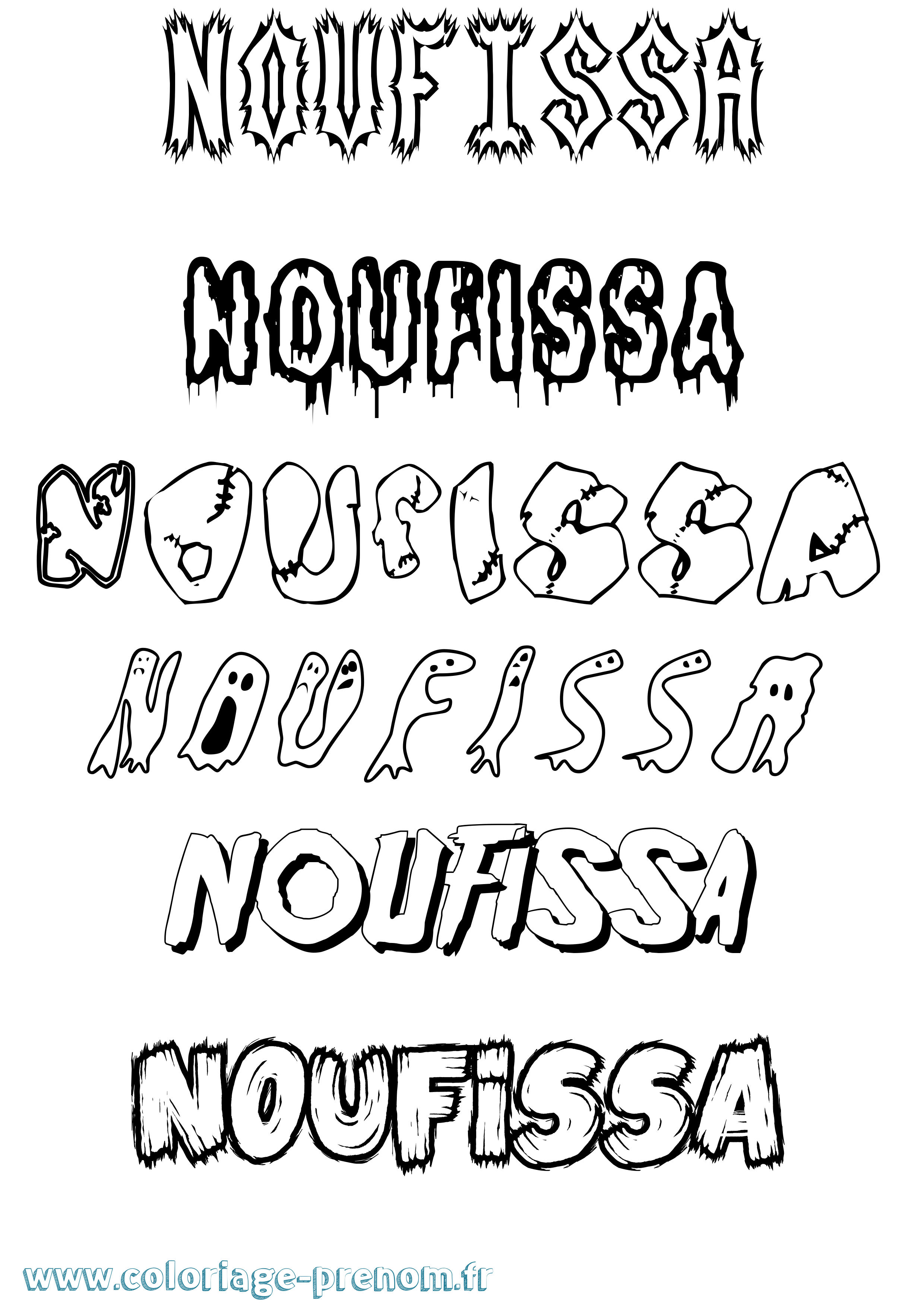 Coloriage Noufissa Frisson Coloriage prénom Noufissa Frisson