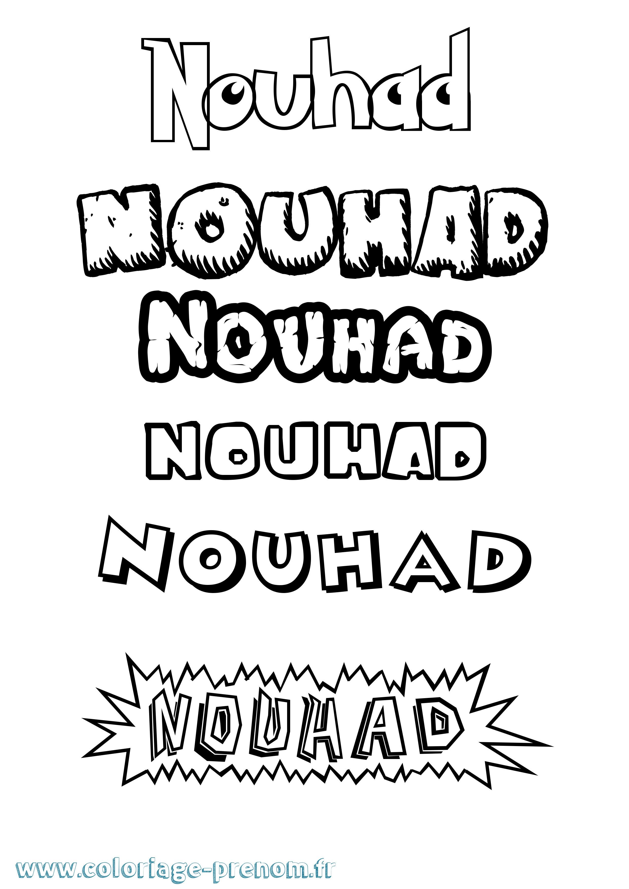Coloriage Nouhad Dessin Animé Coloriage prénom Nouhad Dessin Animé