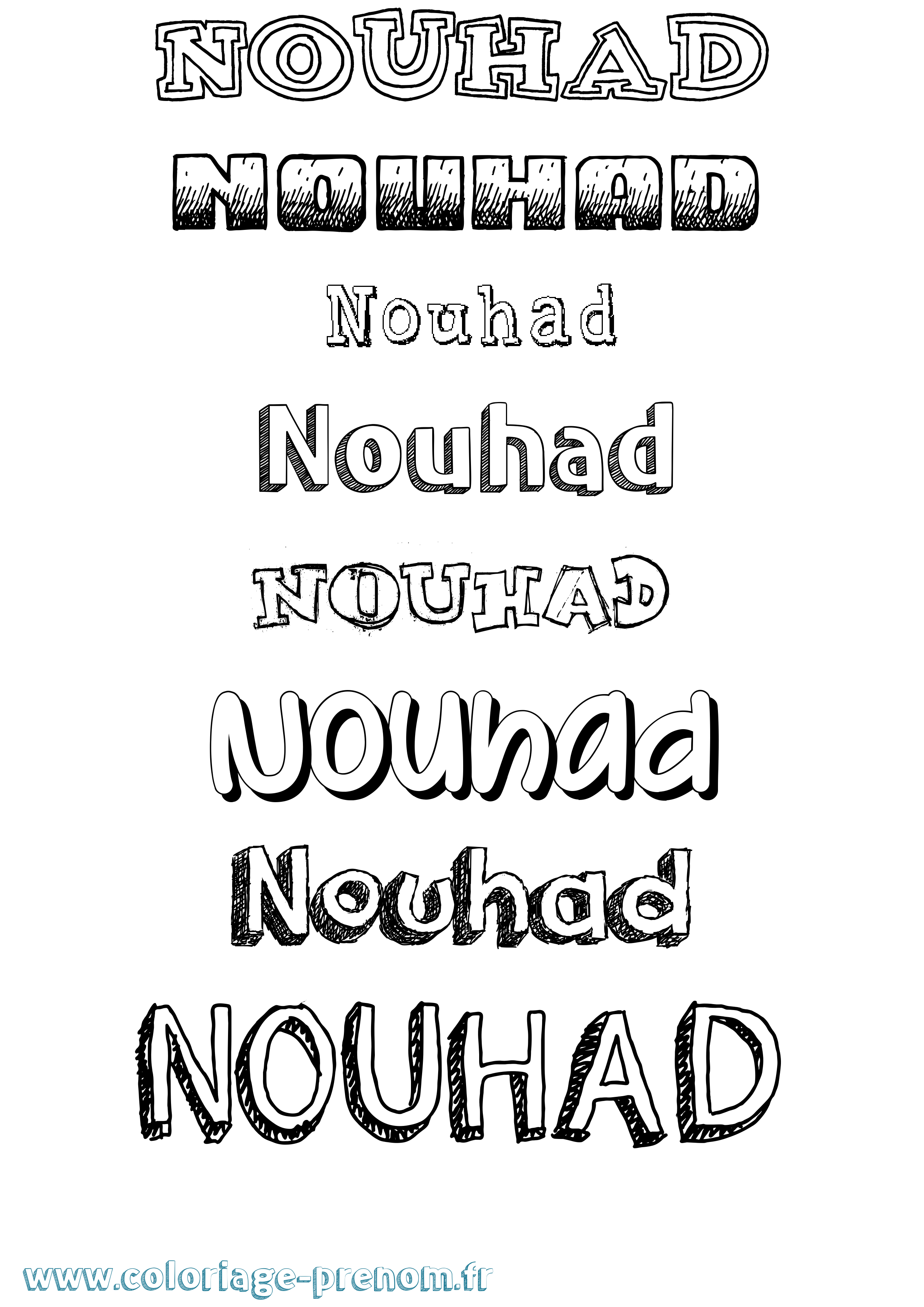 Coloriage Nouhad Dessiné Coloriage prénom Nouhad Dessiné