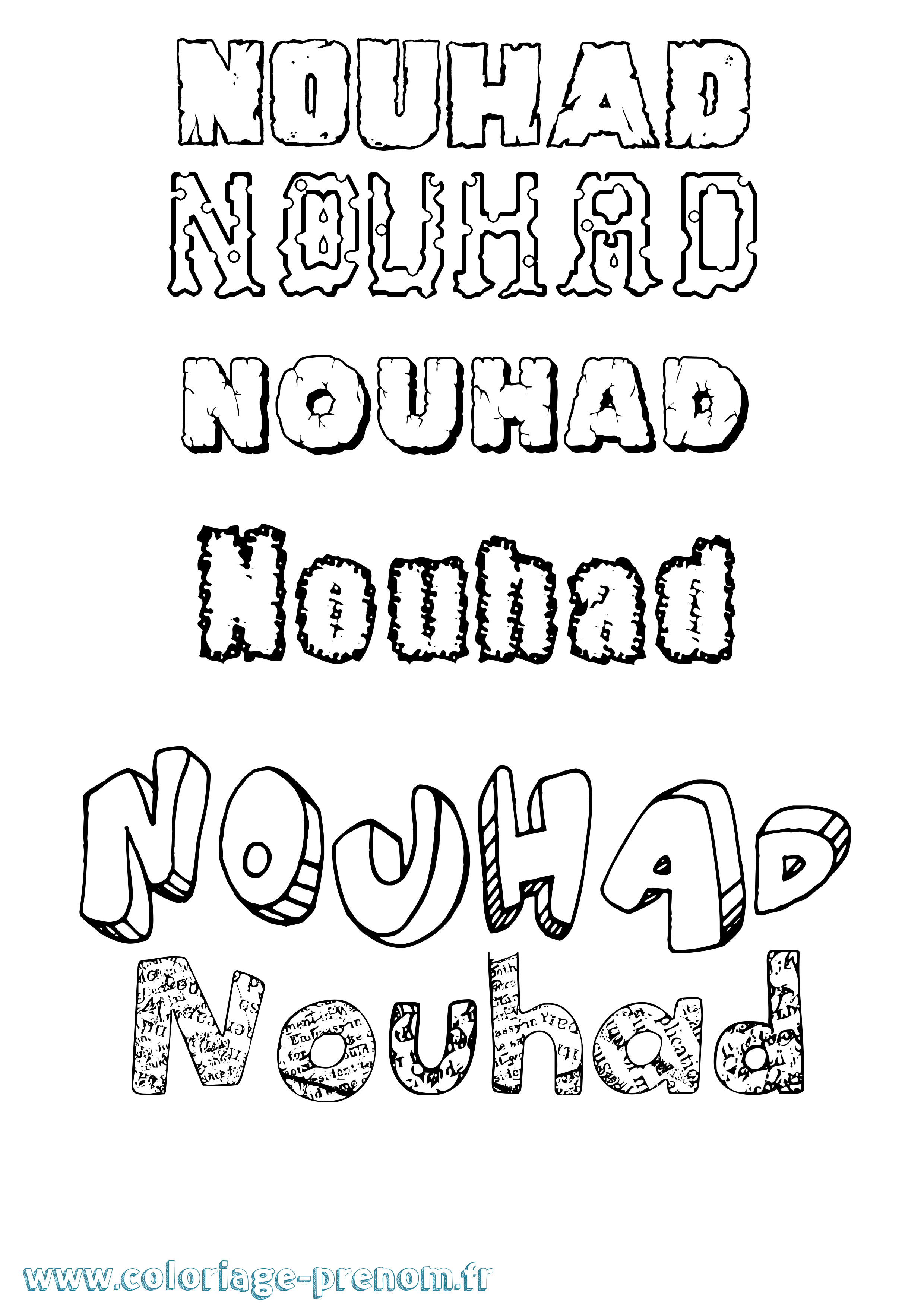 Coloriage Nouhad Destructuré Coloriage prénom Nouhad Destructuré