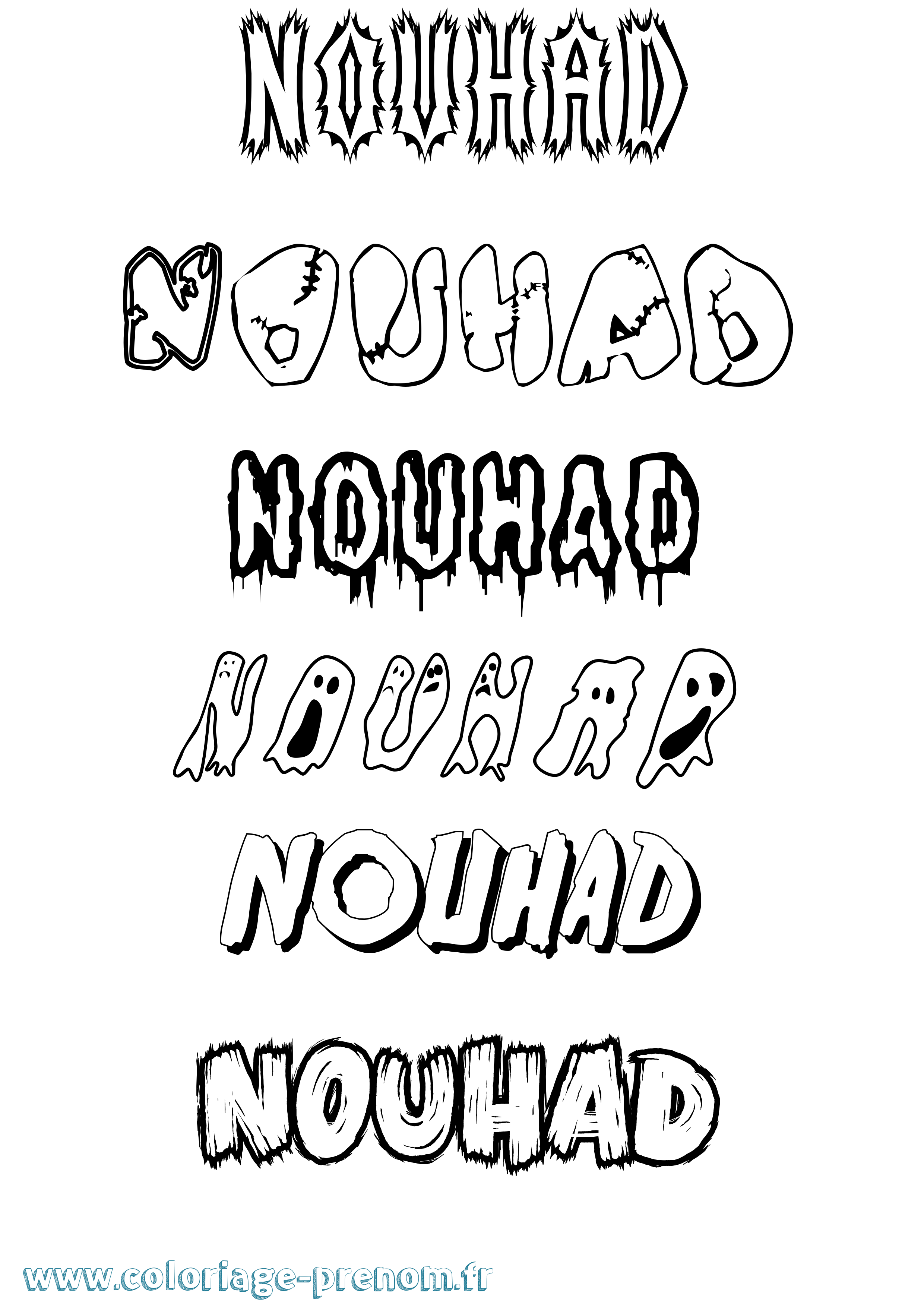 Coloriage Nouhad Frisson Coloriage prénom Nouhad Frisson