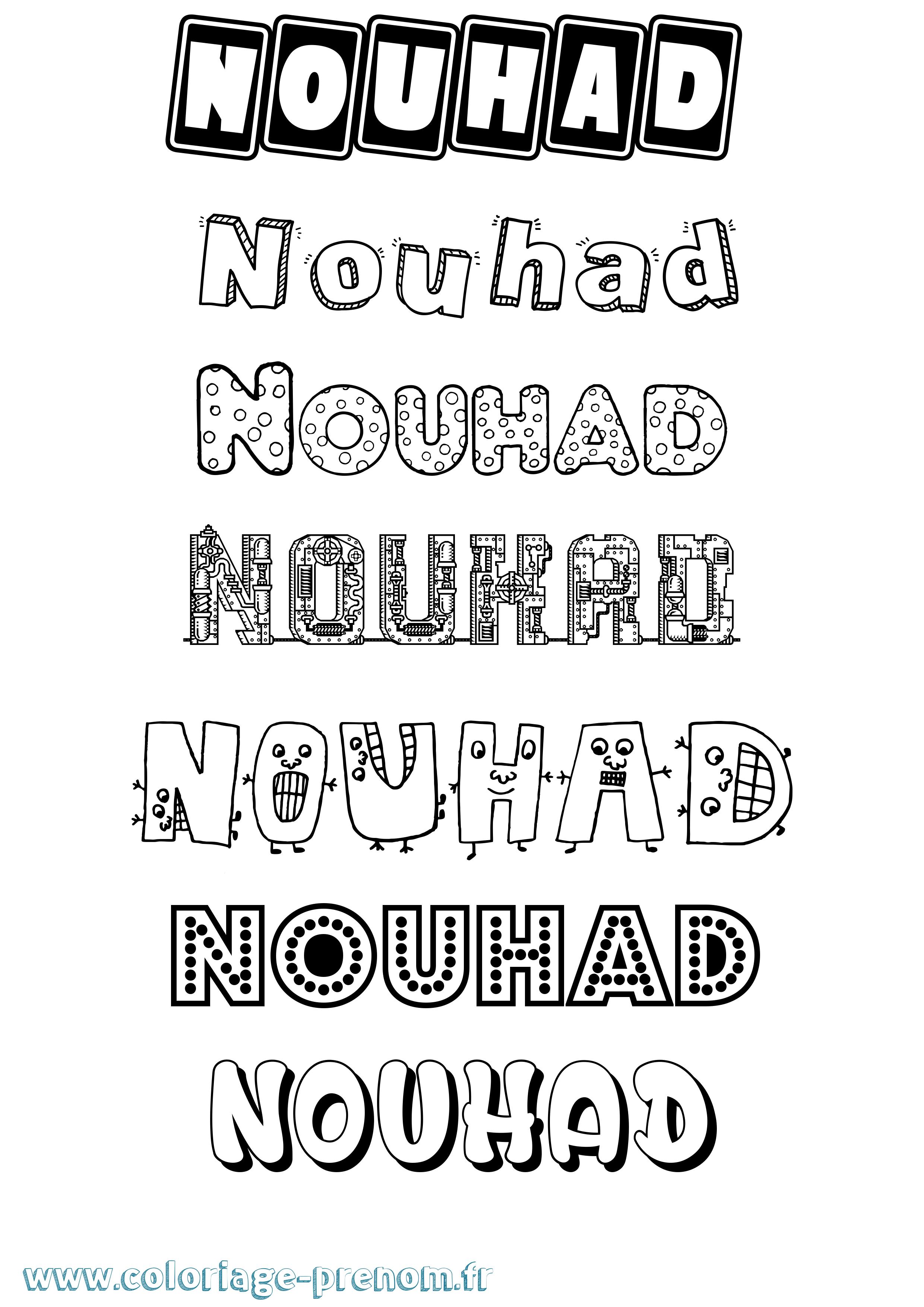 Coloriage Nouhad Fun Coloriage prénom Nouhad Fun