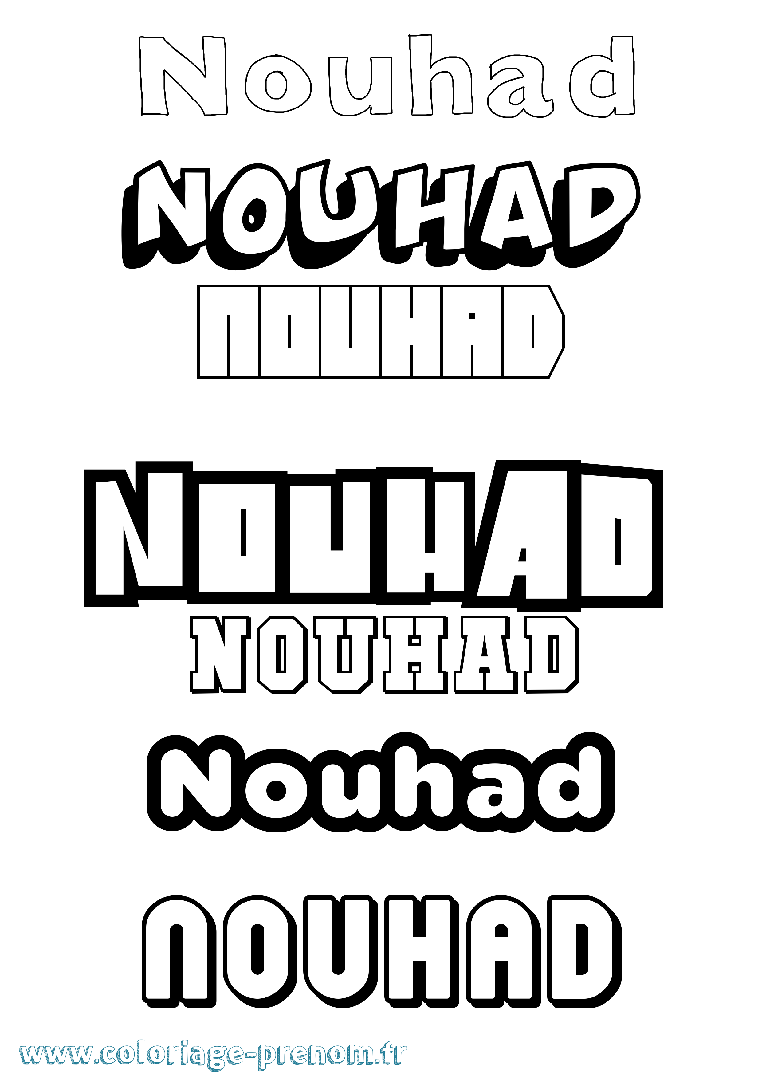 Coloriage Nouhad Simple Coloriage prénom Nouhad Simple