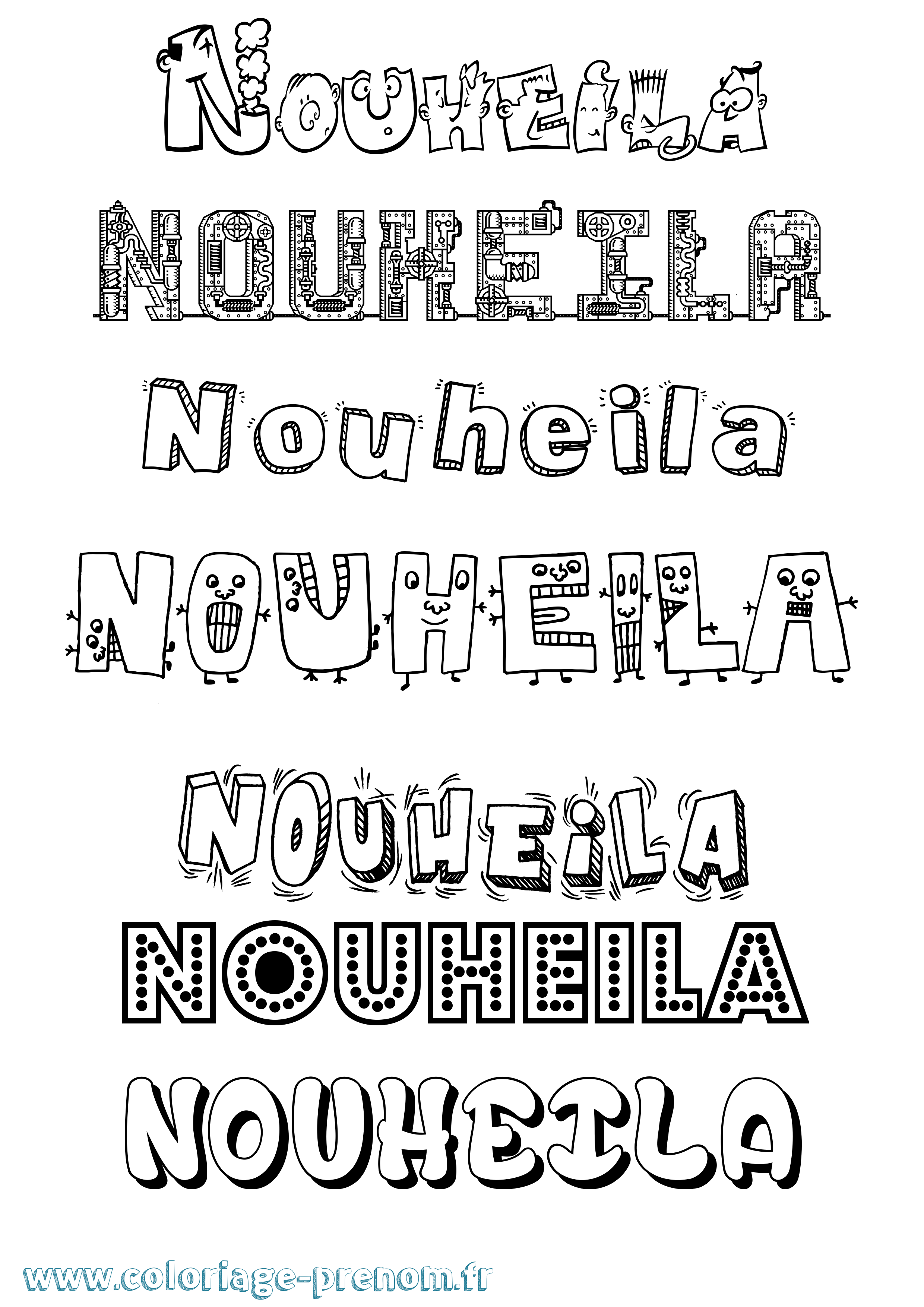 Coloriage Nouheila Fun Coloriage prénom Nouheila Fun