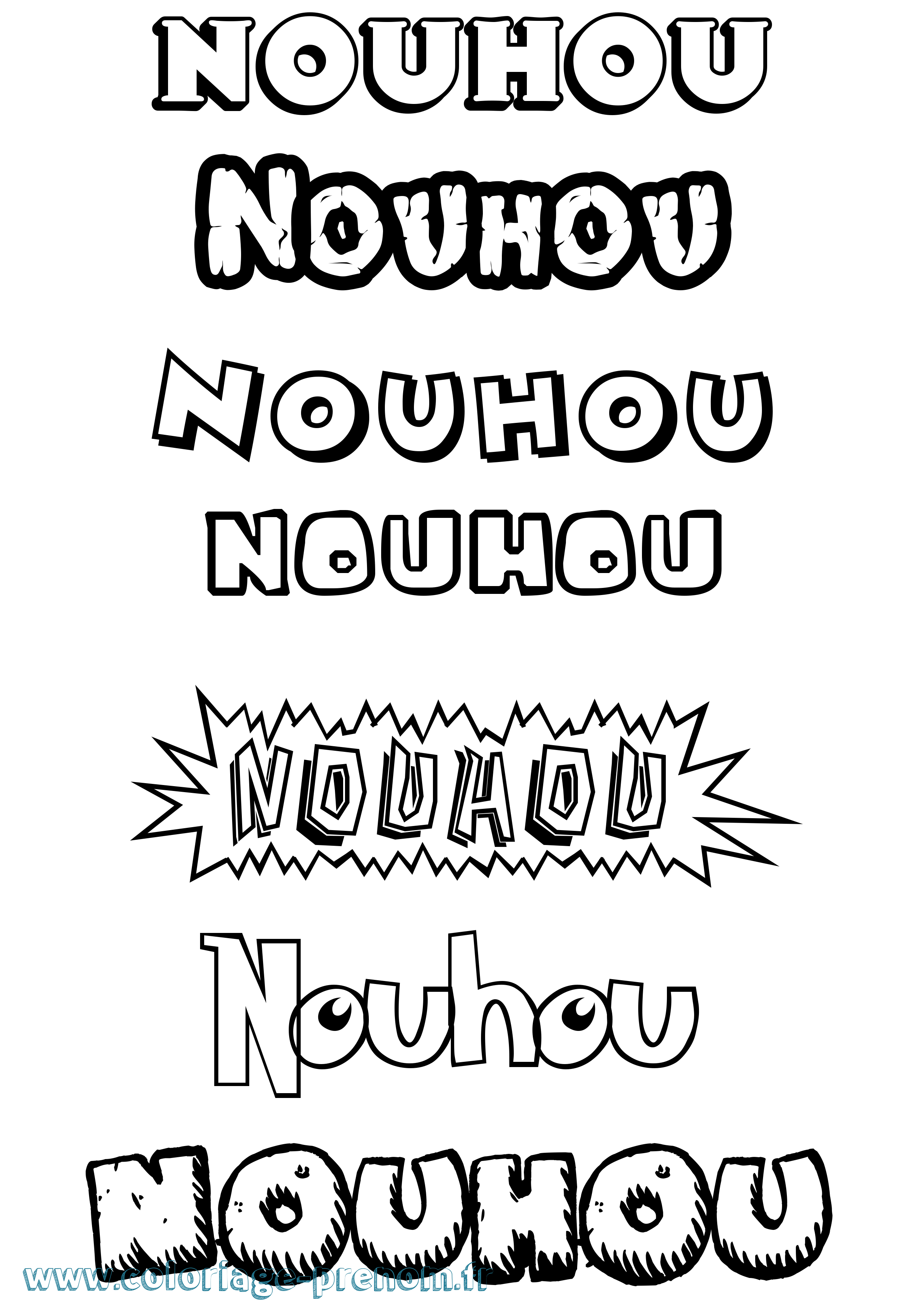 Coloriage Nouhou Dessin Animé Coloriage prénom Nouhou Dessin Animé