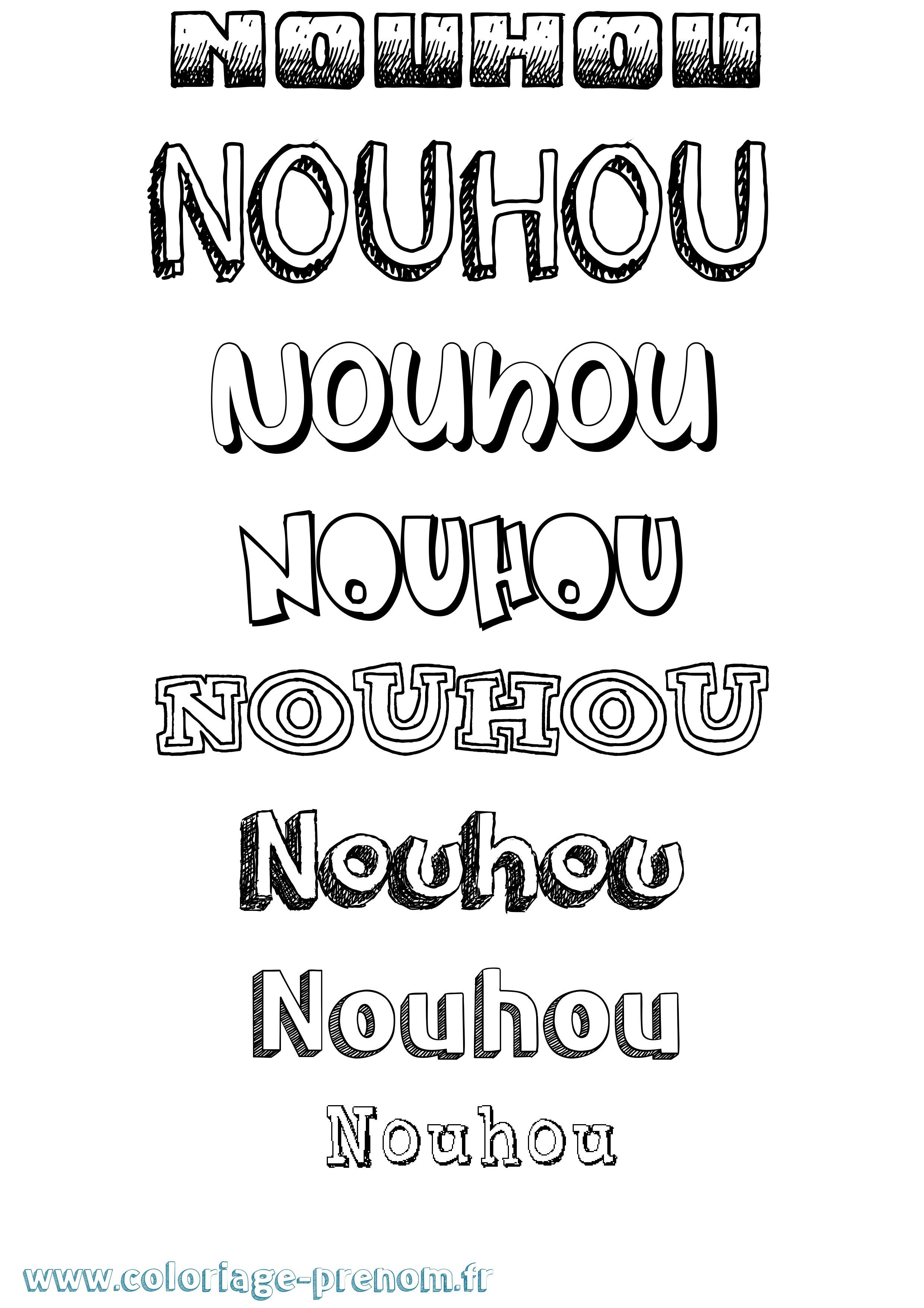 Coloriage Nouhou Dessiné Coloriage prénom Nouhou Dessiné