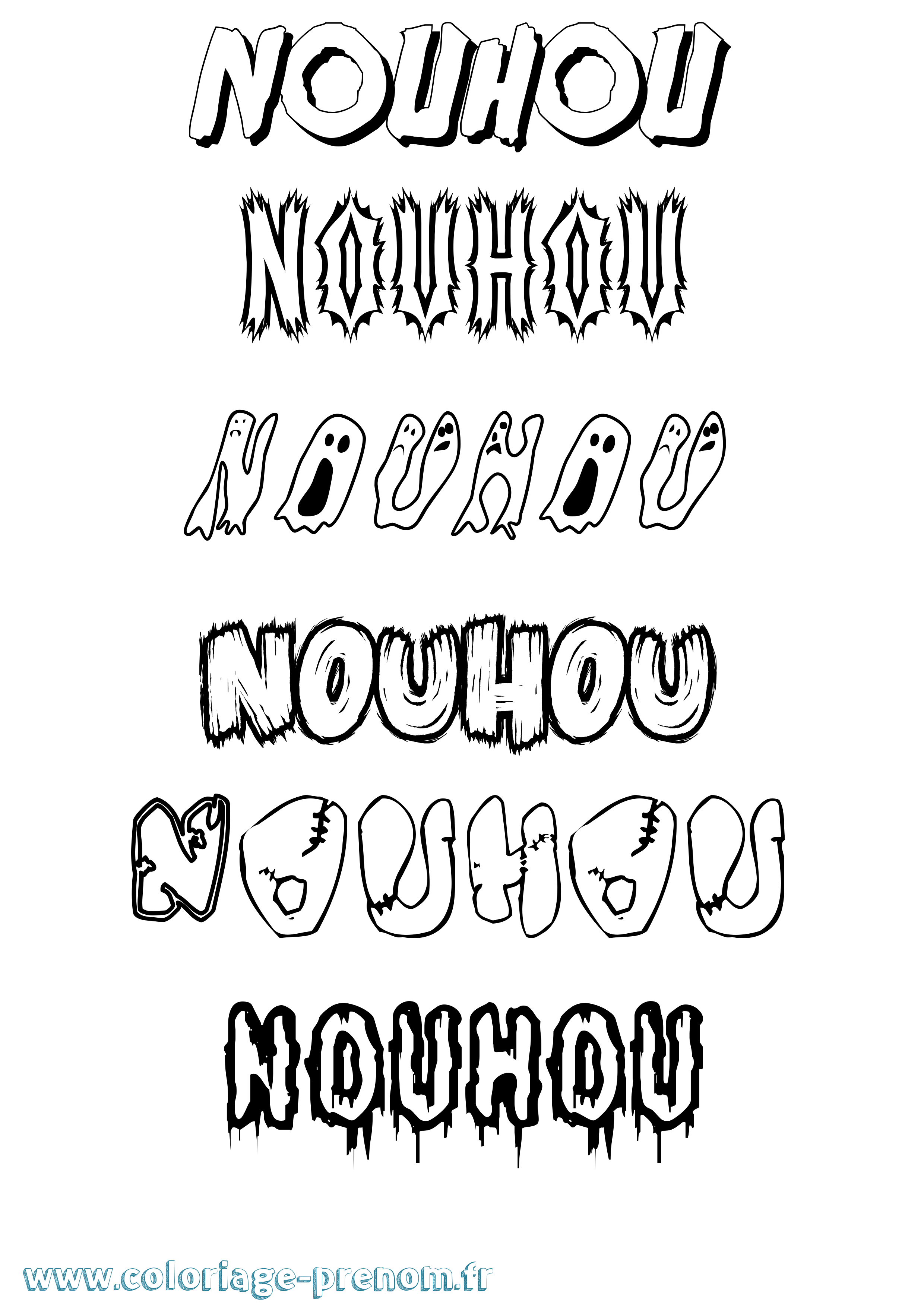Coloriage Nouhou Frisson Coloriage prénom Nouhou Frisson