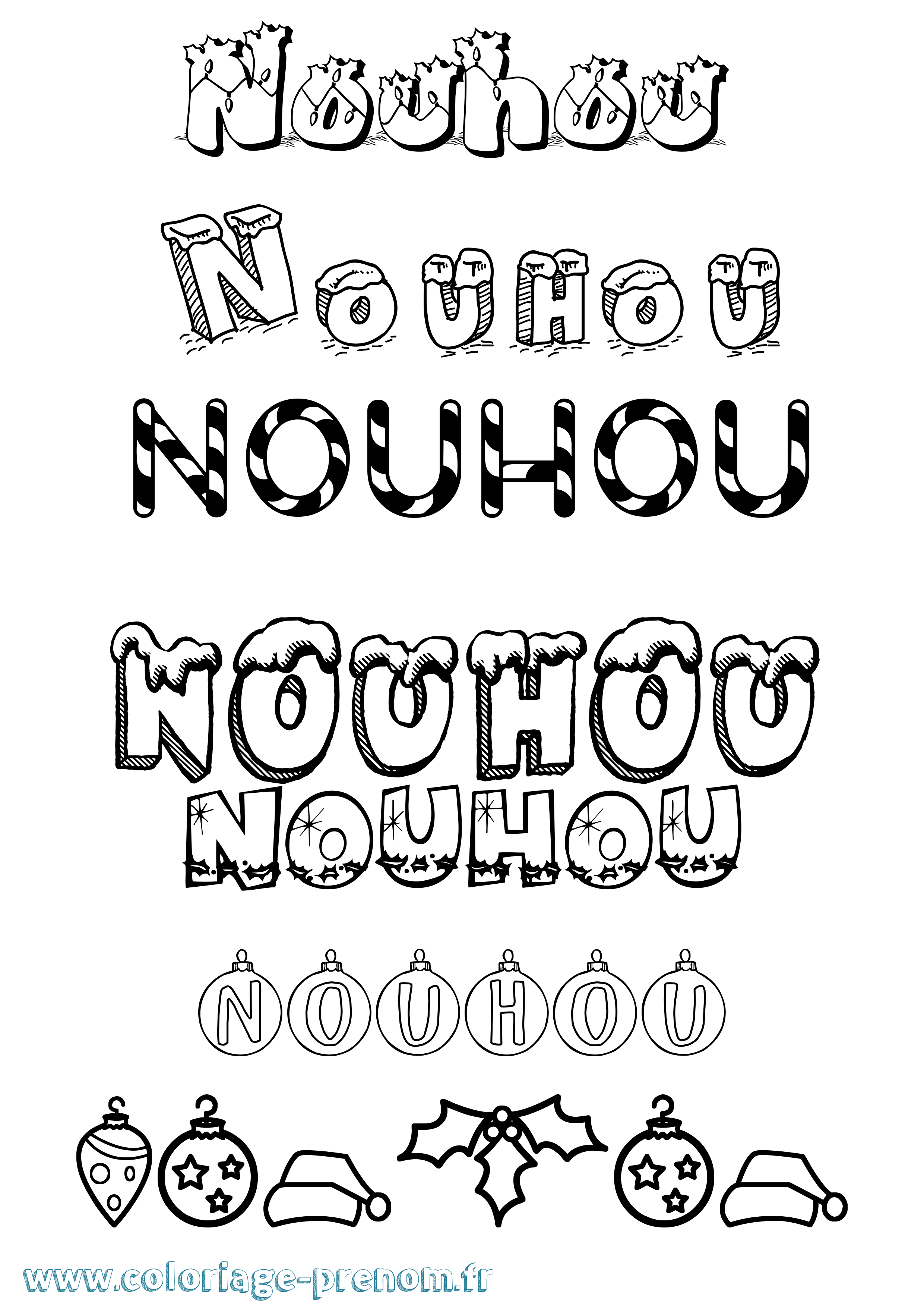 Coloriage Nouhou Noël Coloriage prénom Nouhou Noël