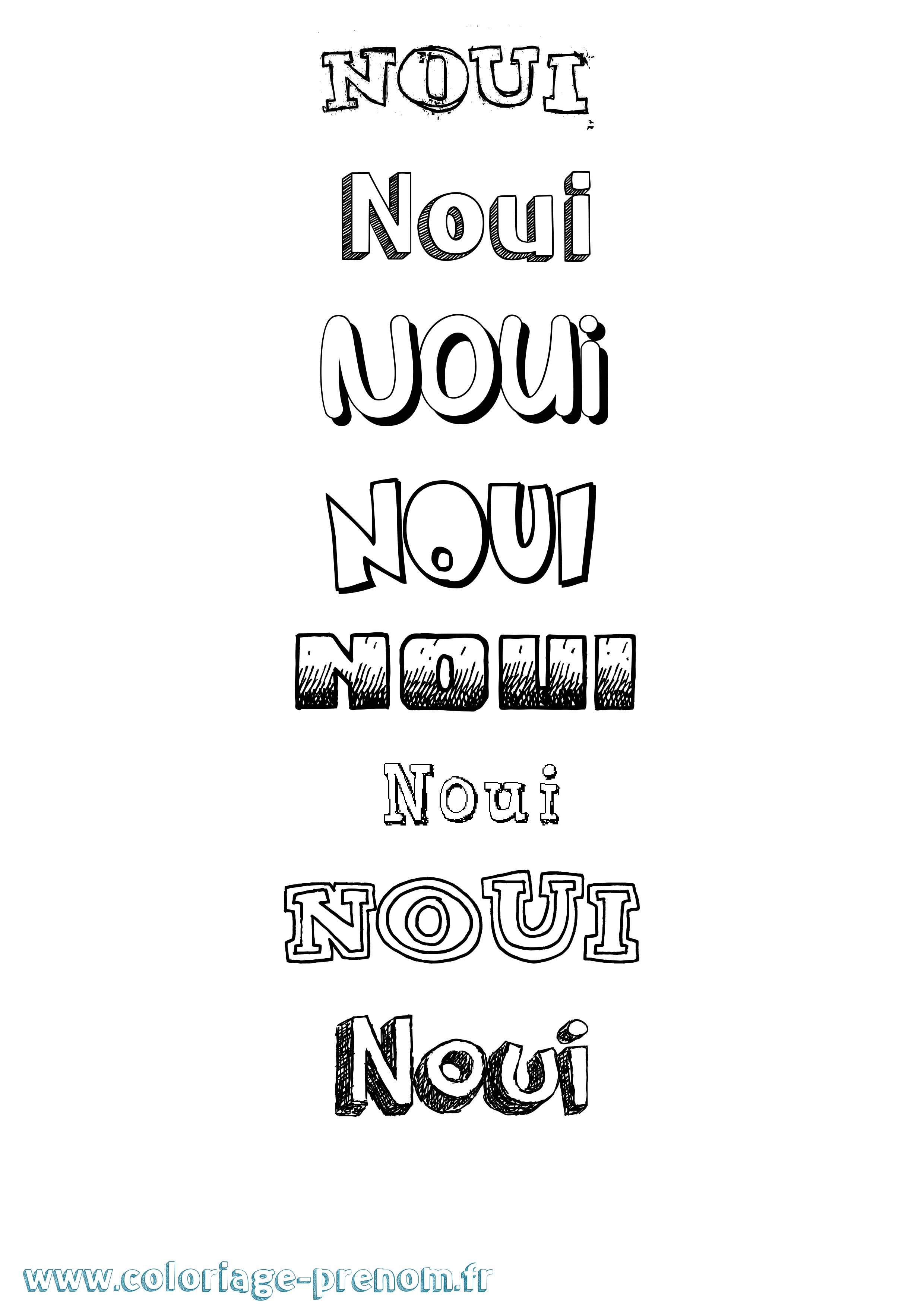 Coloriage Noui Dessiné Coloriage prénom Noui Dessiné
